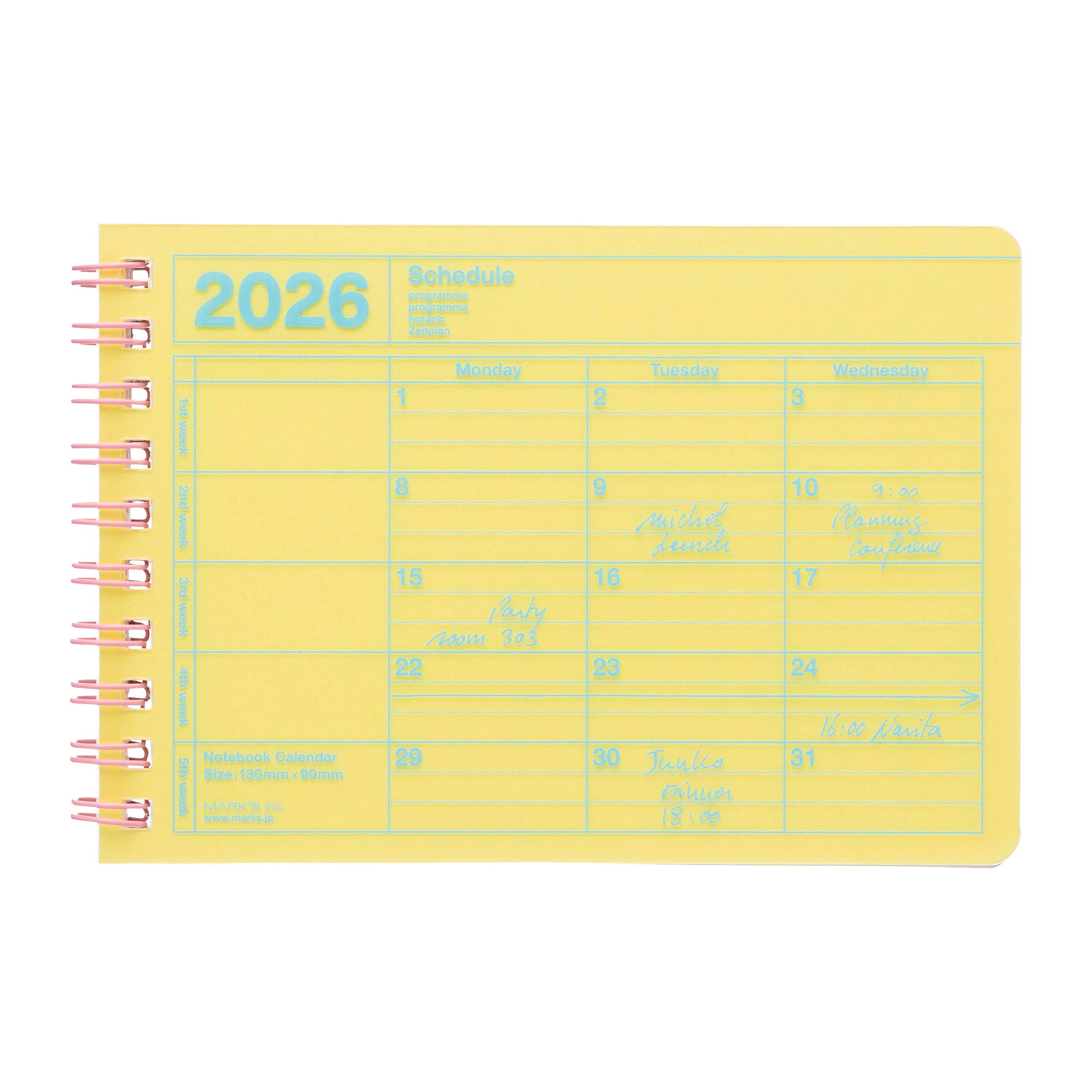 MARK'S Inc. 2026 Mini Monthly Planner Yellow