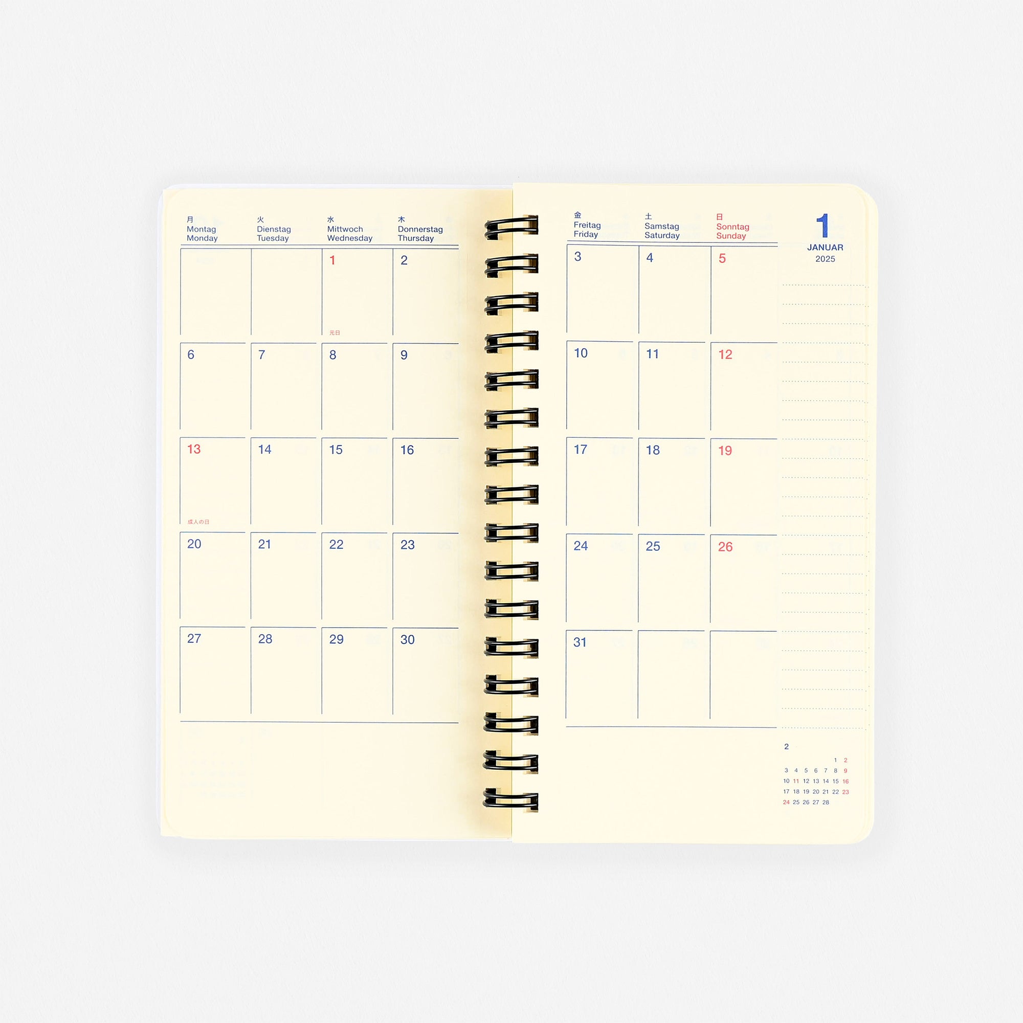 Delfonics Rollbahn 2025 Slim Monthly Planner Blue