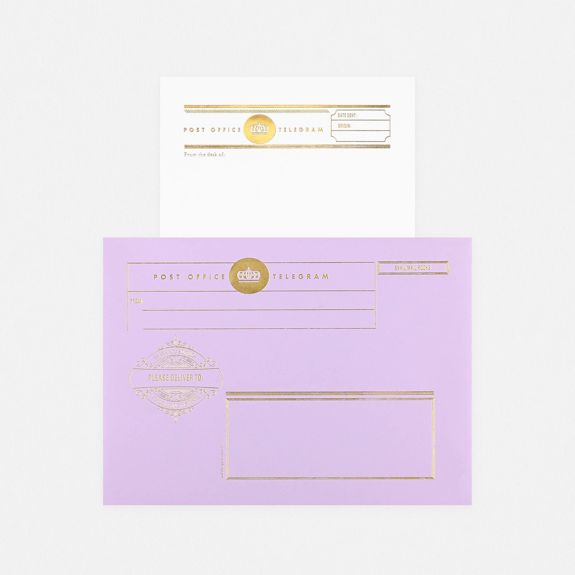 LA Paper Lover Telegram Letter Set Lavender Envelope
