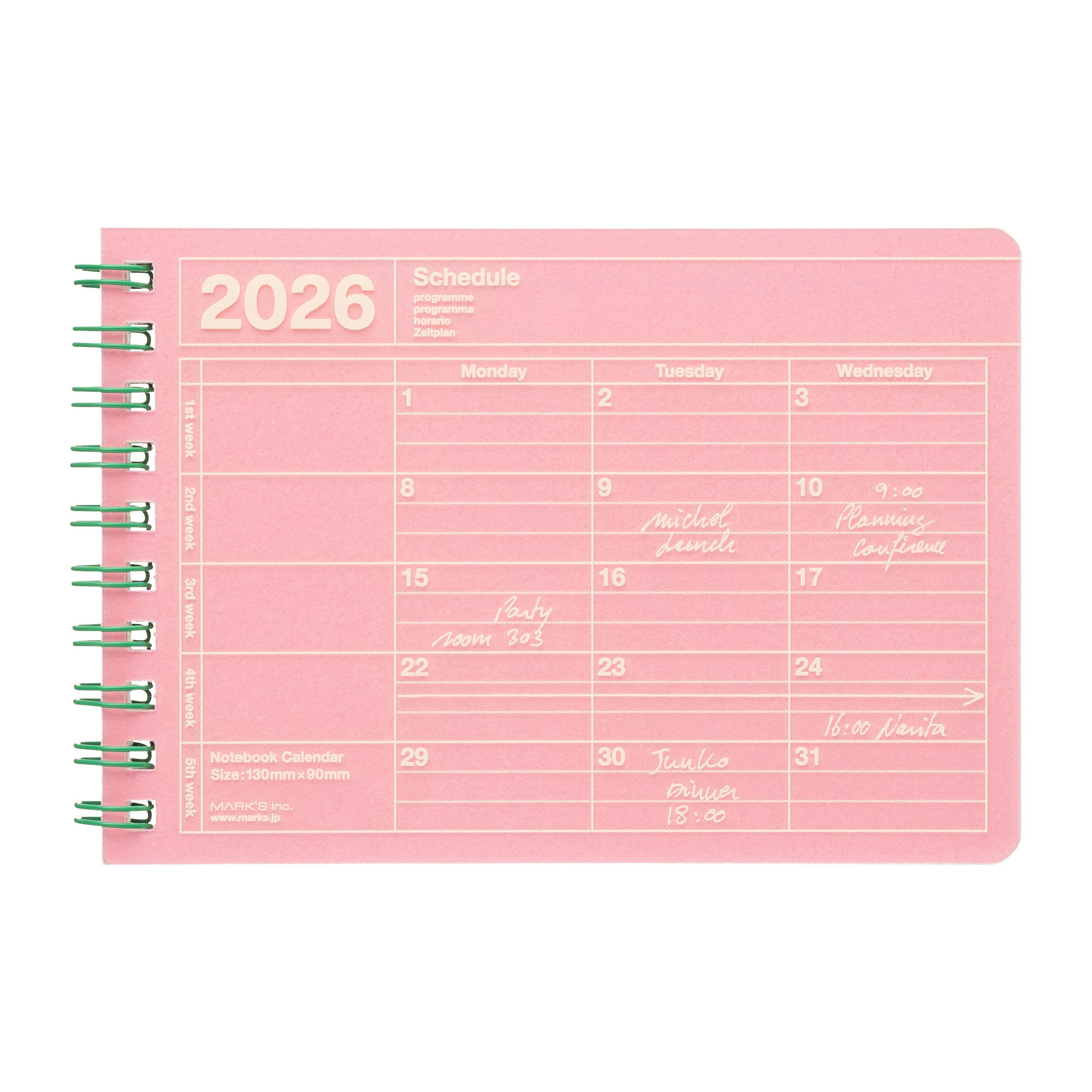 MARK'S Inc. 2026 Mini Monthly Planner Pink
