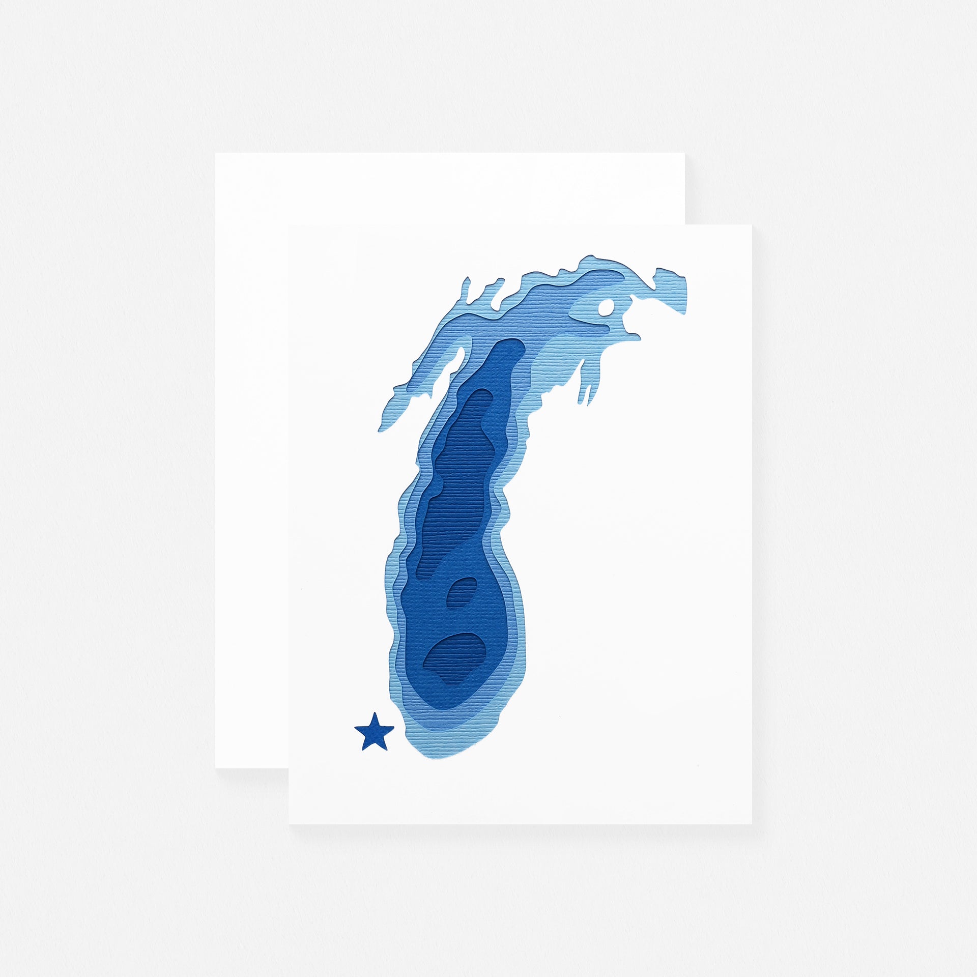 Crafterall Chicago on Lake Michigan Handcut Topographical Landscape Card Blue