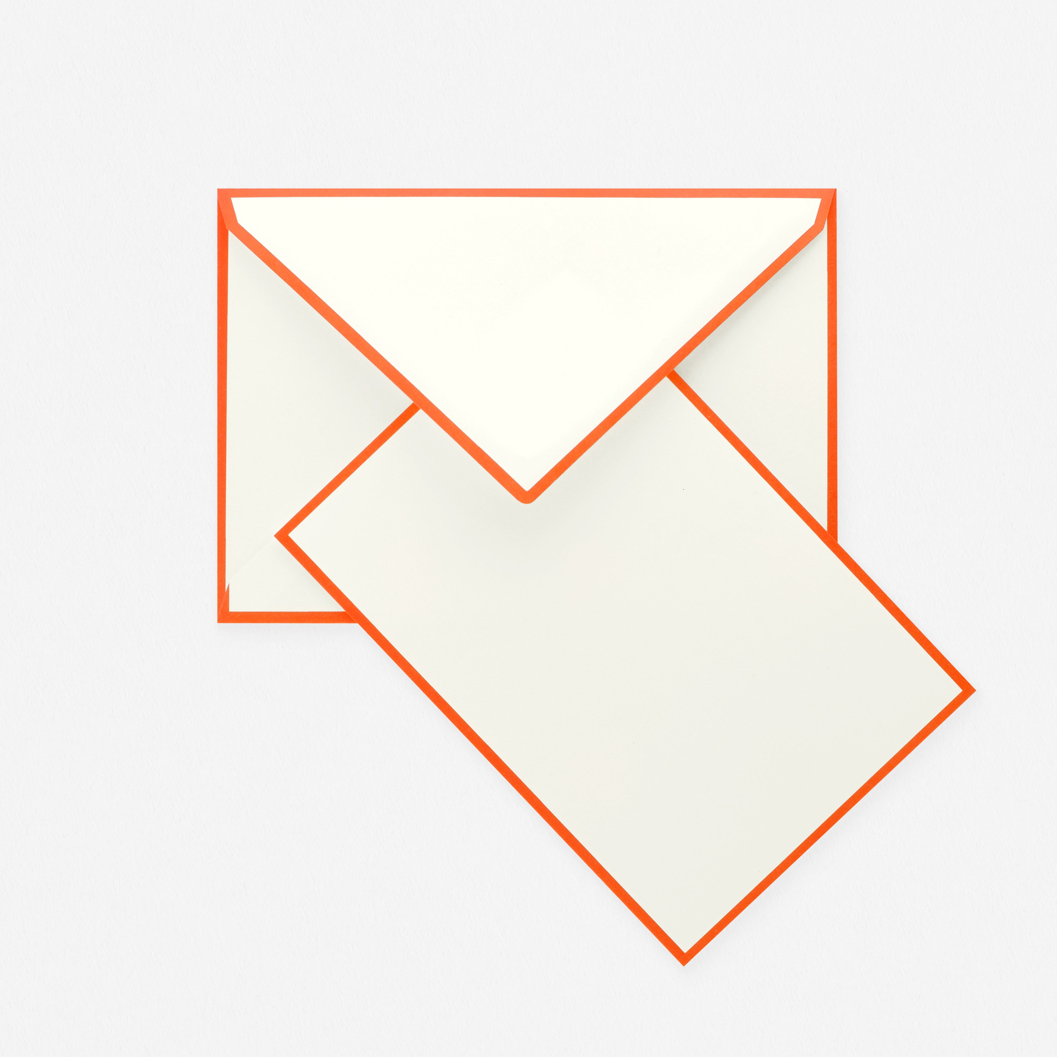 Crown Mill Color Edge Cream and Orange Flat Note Cards Boxed