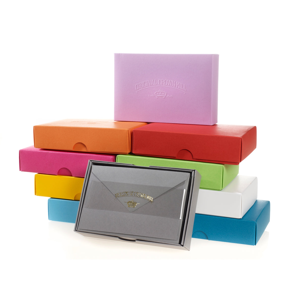 Crown Mill Color Vellum Finish Flat Note Cards Boxed Dove Grey