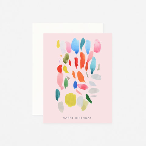 Dear Hancock Birthday Paint Strokes Pink Greeting Card 