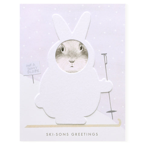 Dear Hancock Ski-sons Greetings Bunny Holiday Card 
