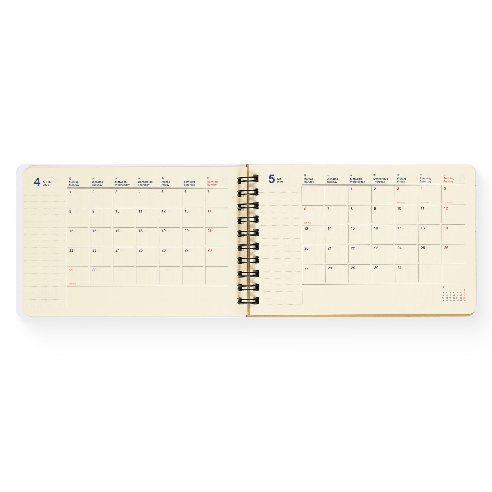 Delfonics Rollbahn 2024 Monthly Planner Horizontal Medium Black