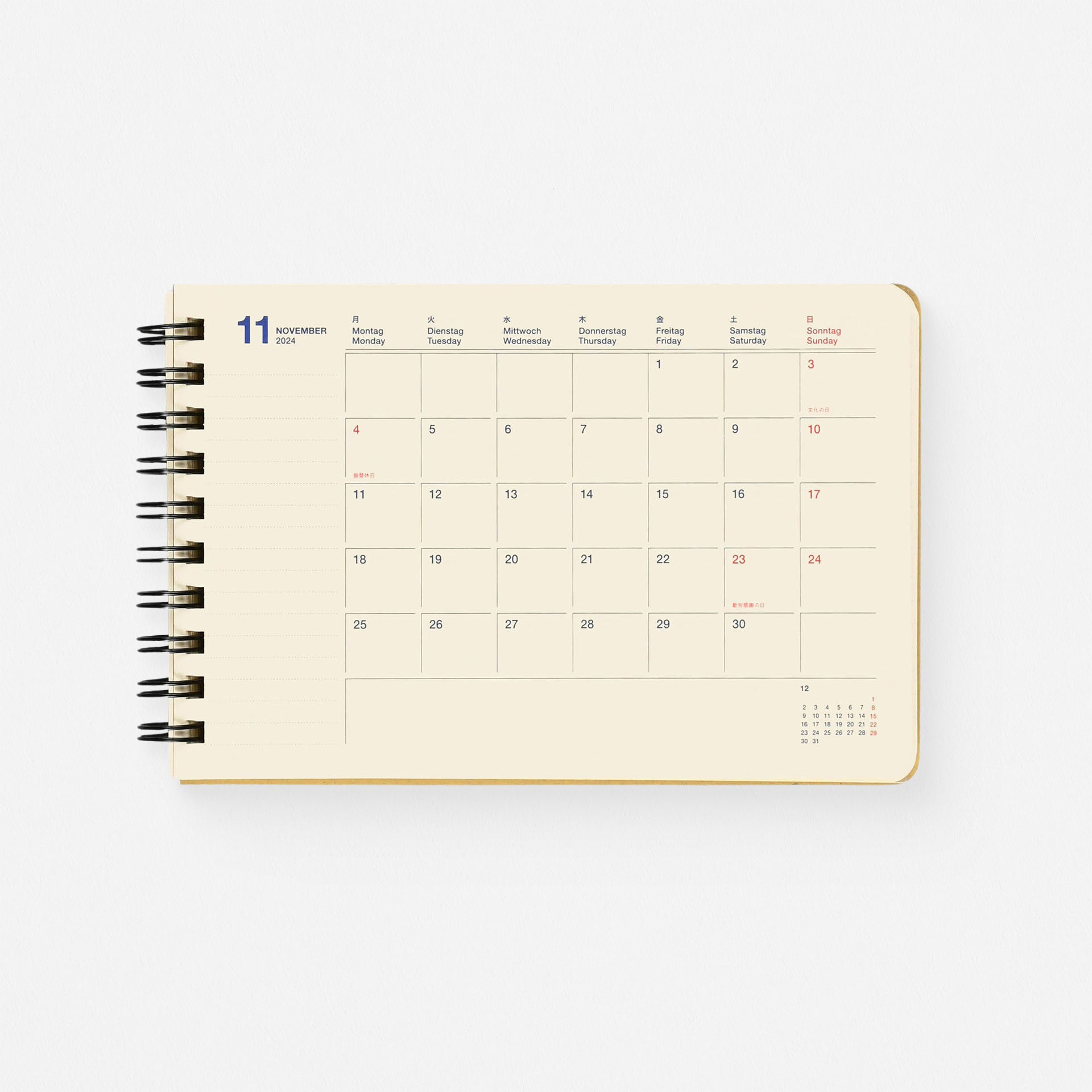 Delfonics Rollbahn 2024 Monthly Planner Horizontal Medium Black