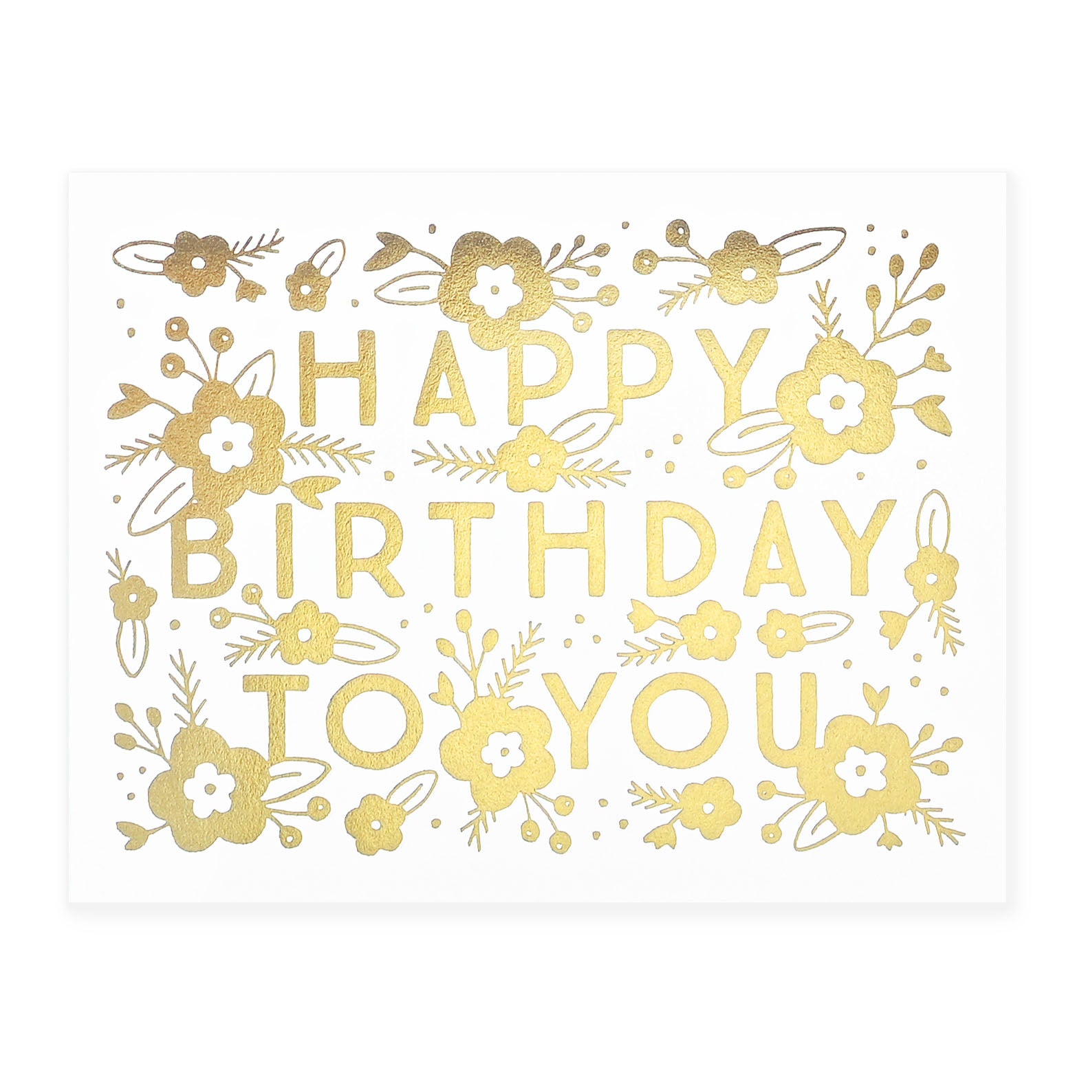 Happy Birthday Gold Floral Greeting Card
