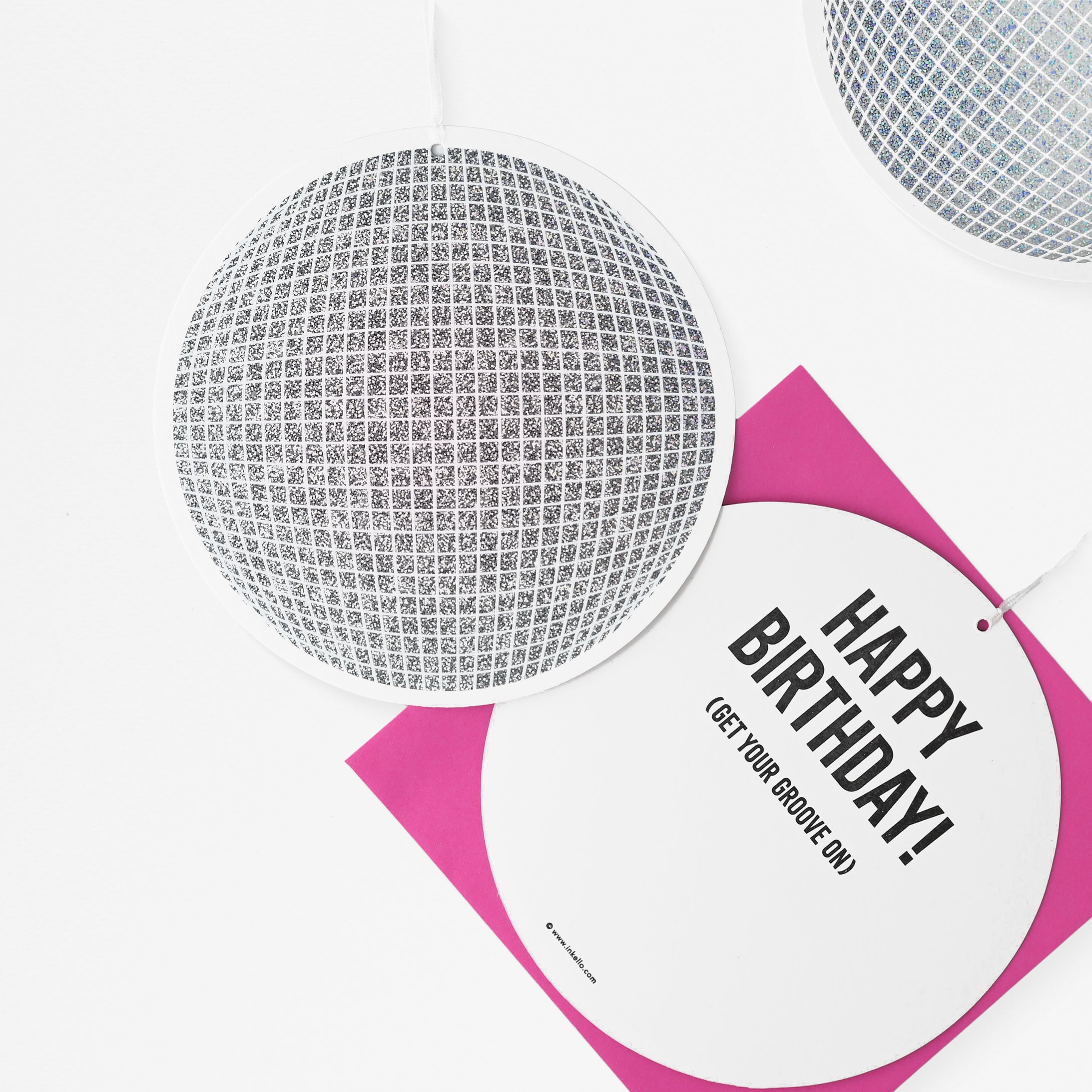 Inkello Disco Ball Holographic Birthday Card