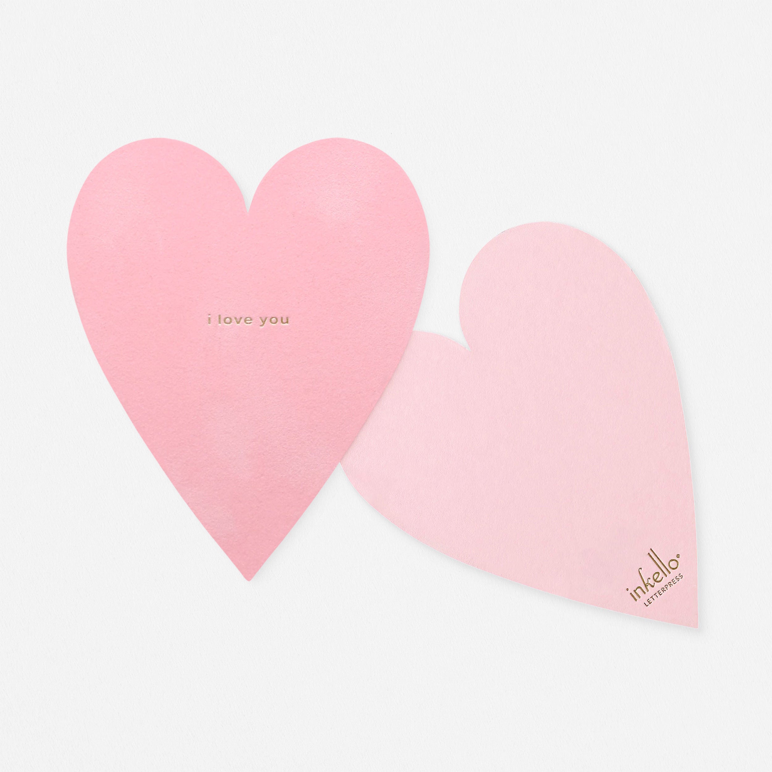 Inkello Pink Velveteen Heart I Love You Greeting Card