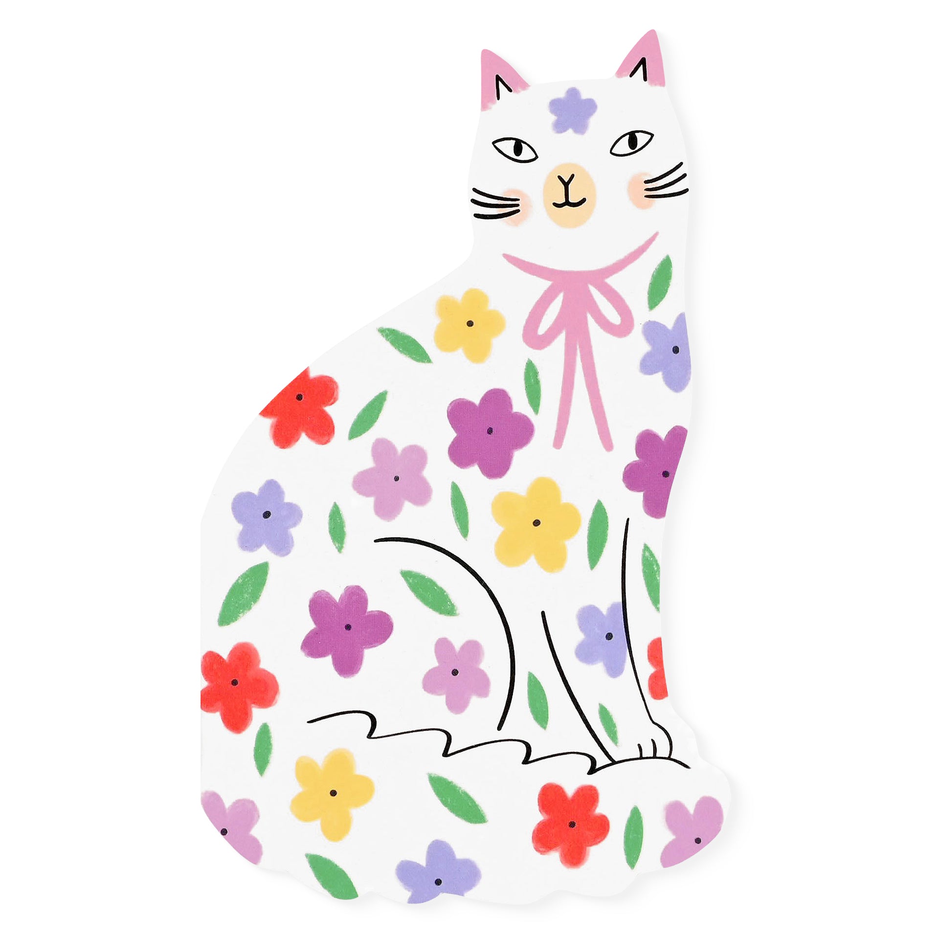 Kitty Kenda Paper Goods Sitting Kitty Floral Die-Cut Greeting Card