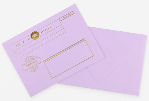 LA Paper Lover Telegram Letter Set Lavender Envelope 