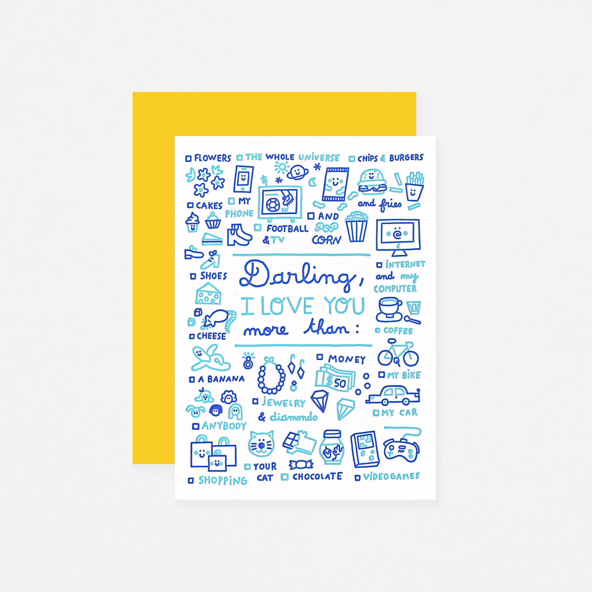 Letterpress De Paris Darling I Love You More Than Greeting Card