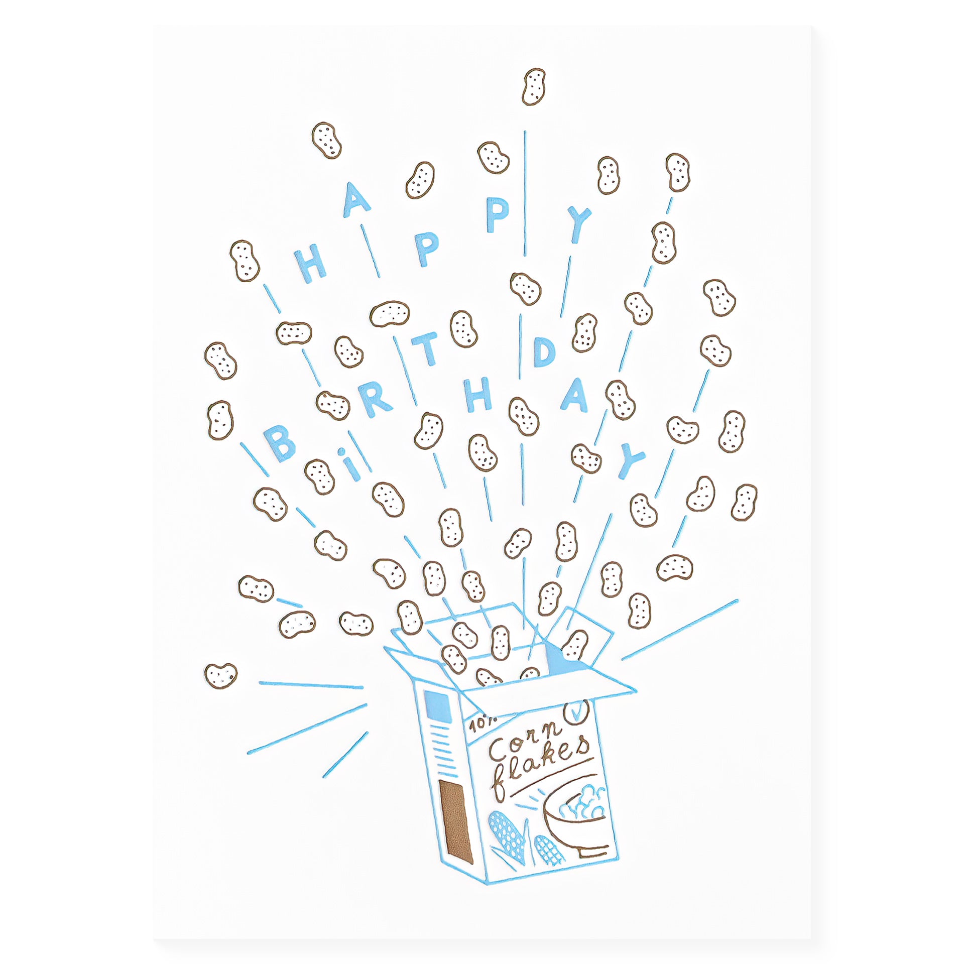 Letterpress De Paris Happy Birthday Cornflakes Greeting Card