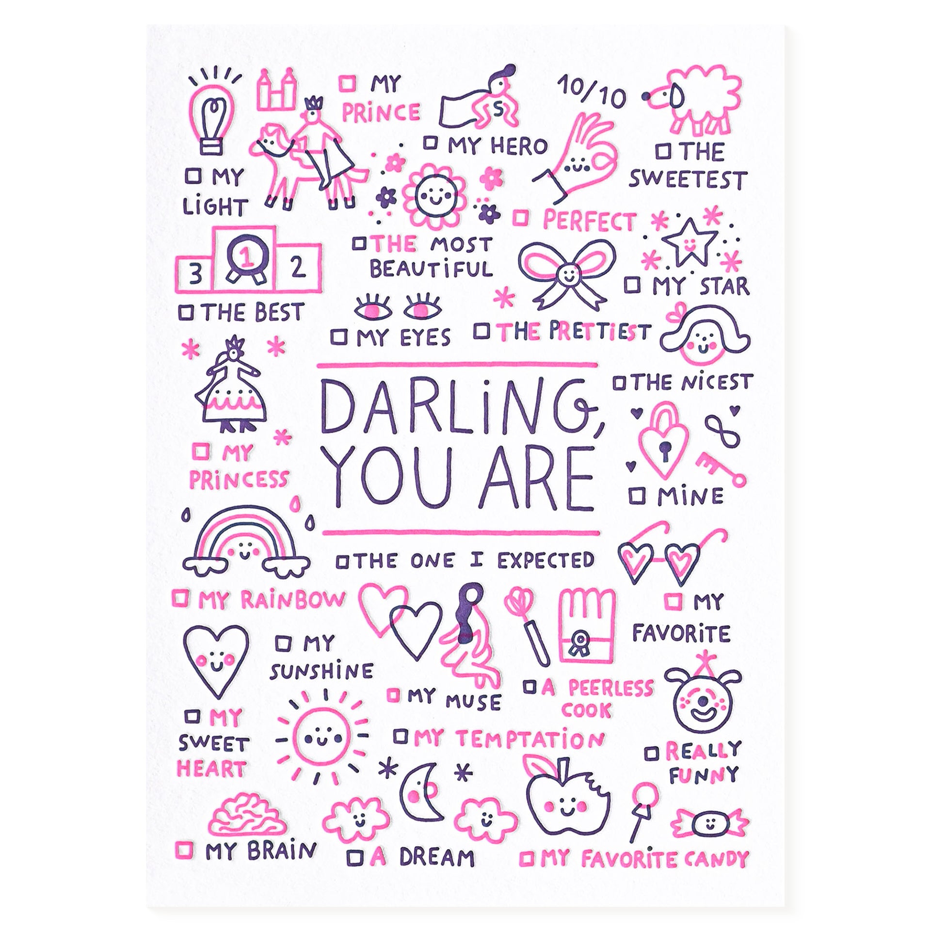 Letterpress De Paris Darling You Are Greeting Card