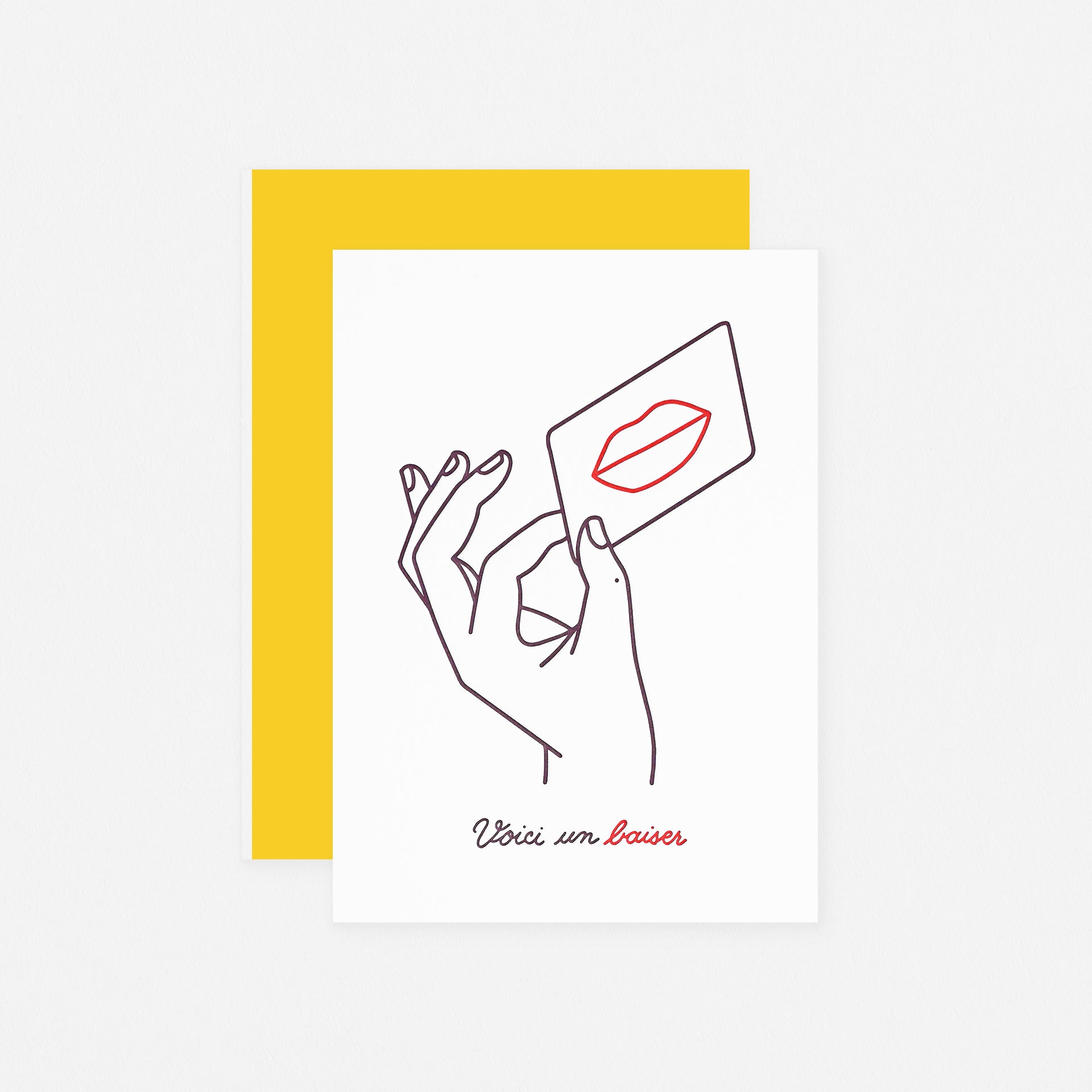 Letterpress De Paris Here's A Kiss Greeting Card