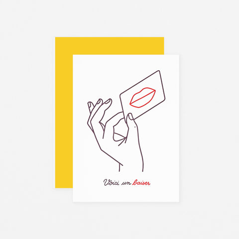 Letterpress De Paris Here's A Kiss Greeting Card 