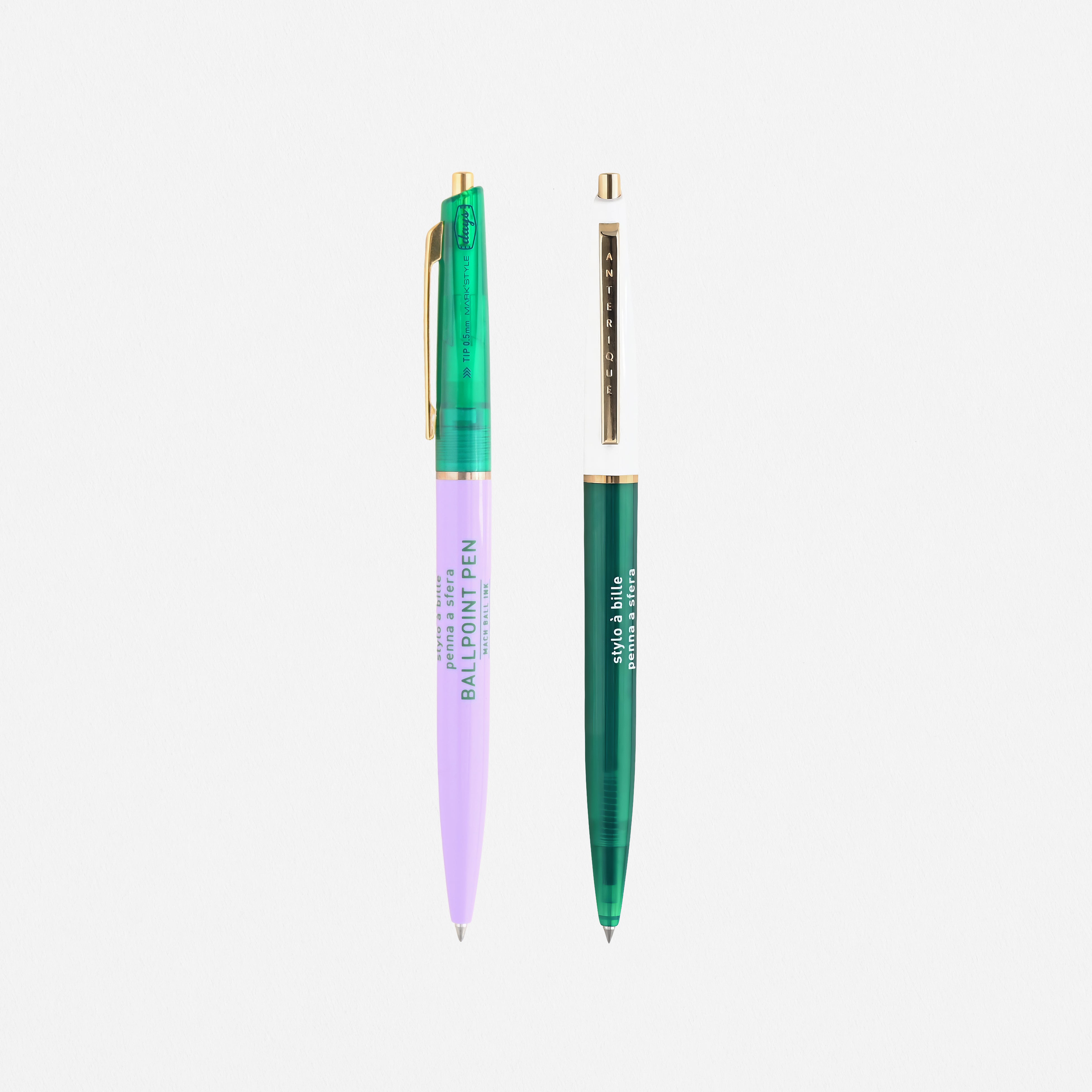 Mark's x Anterique Ballpoint Pen | Purple + Clear Green Or Clear Forest Green + White
