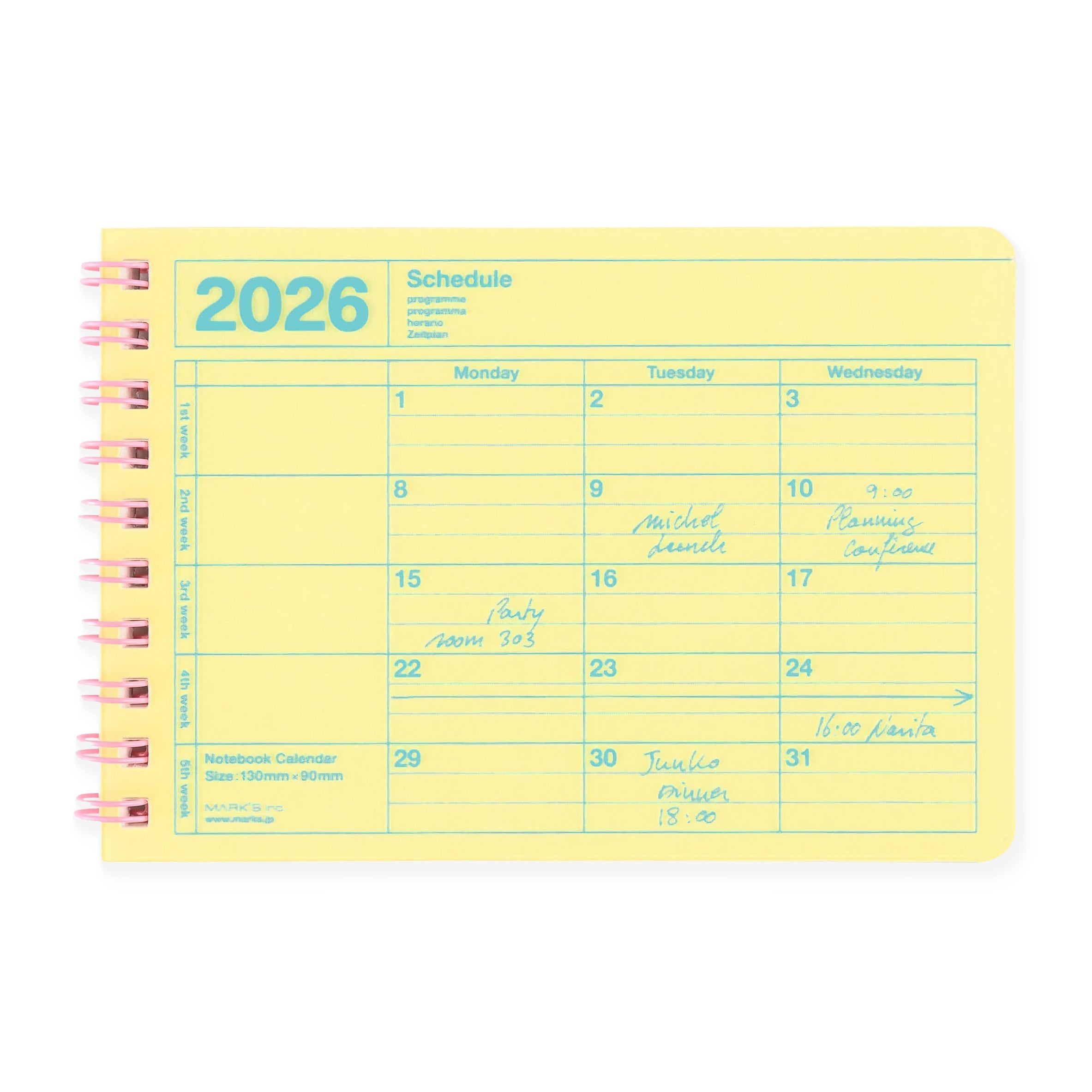 MARK'S Inc. 2026 Mini Monthly Planner Yellow