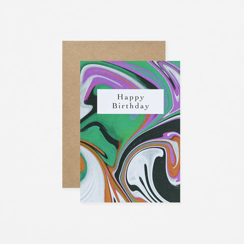 Miscellany Press Marble Multi Green Birthday Card 