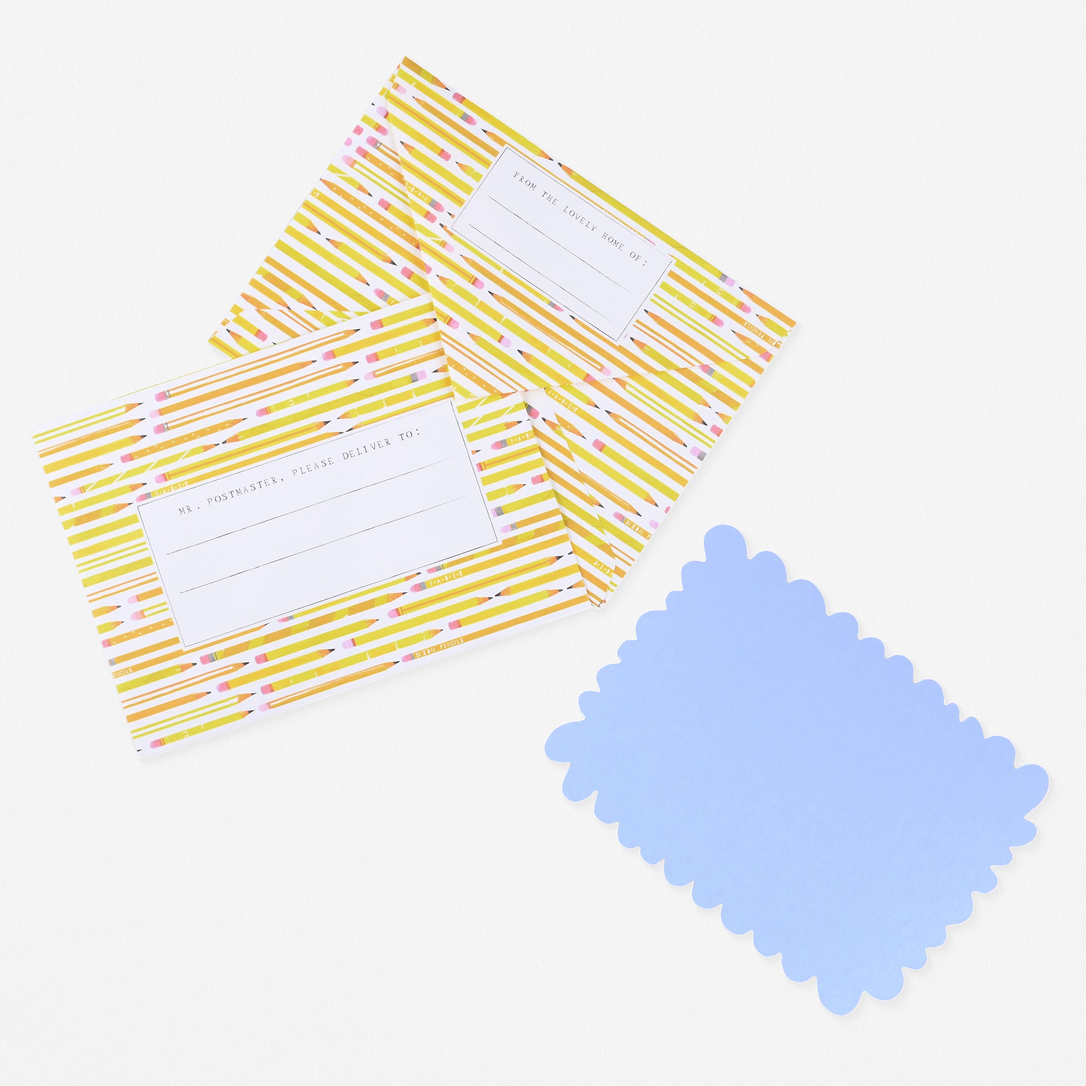 Mr. Boddington's Studio Pencil Pattern Die-Cut Flat Note Cards Boxed