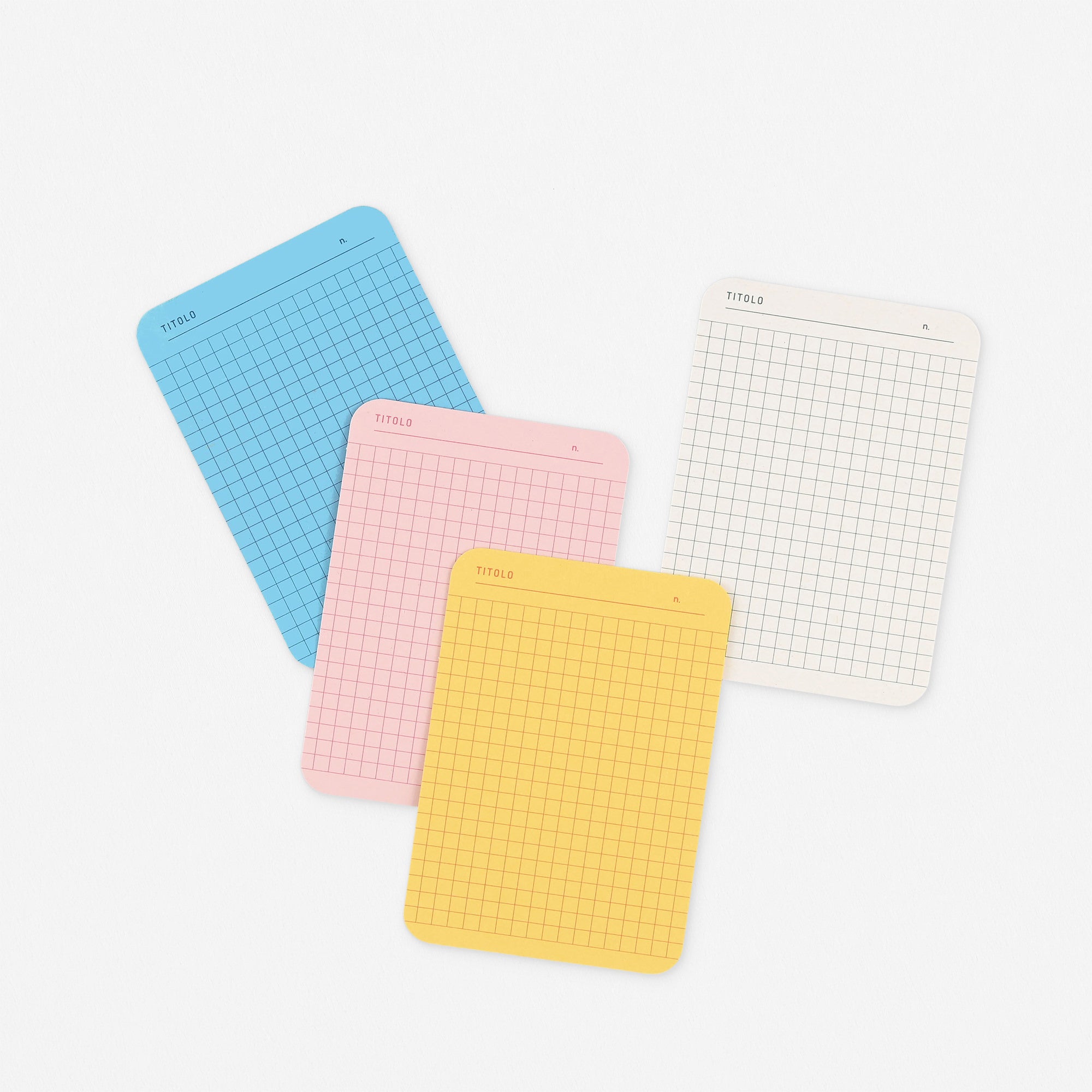 Foglietto Quadrato (Grid) Memo Cards A7 Pink/Yellow/Blue/Ivory