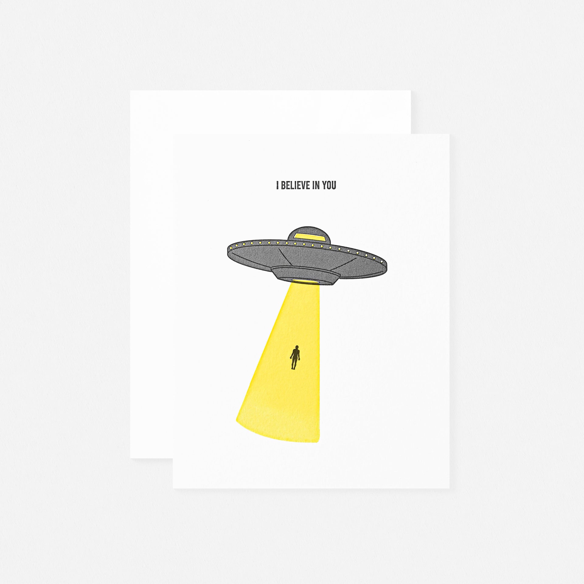 Quick Brown Fox Letterpress UFO Greeting Card