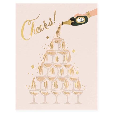 Rifle Paper Co. Champagne Tower Cheers Wedding Card 