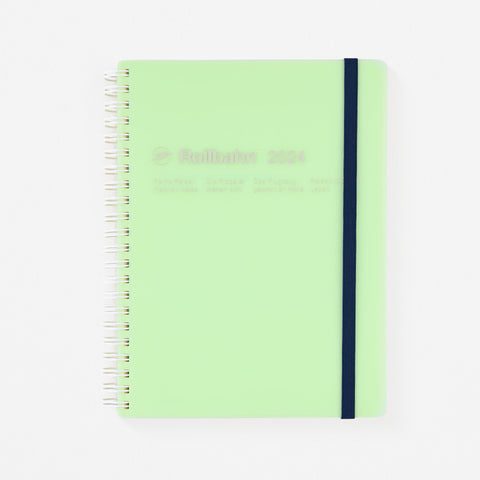 Delfonics Rollbahn 2024 Monthly Planner Clear Large Or A5 | Blue, Green, Silver Or Pink Clear Green / Large [5.25 x 7"]