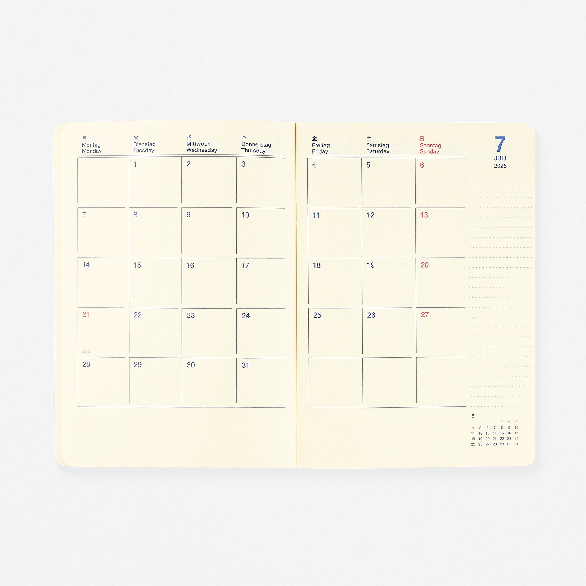 Delfonics Rollbahn 2025 Monthly Planner Notebook Clear B6 Or A5 | Clear Blue, Clear Or Clear Pink