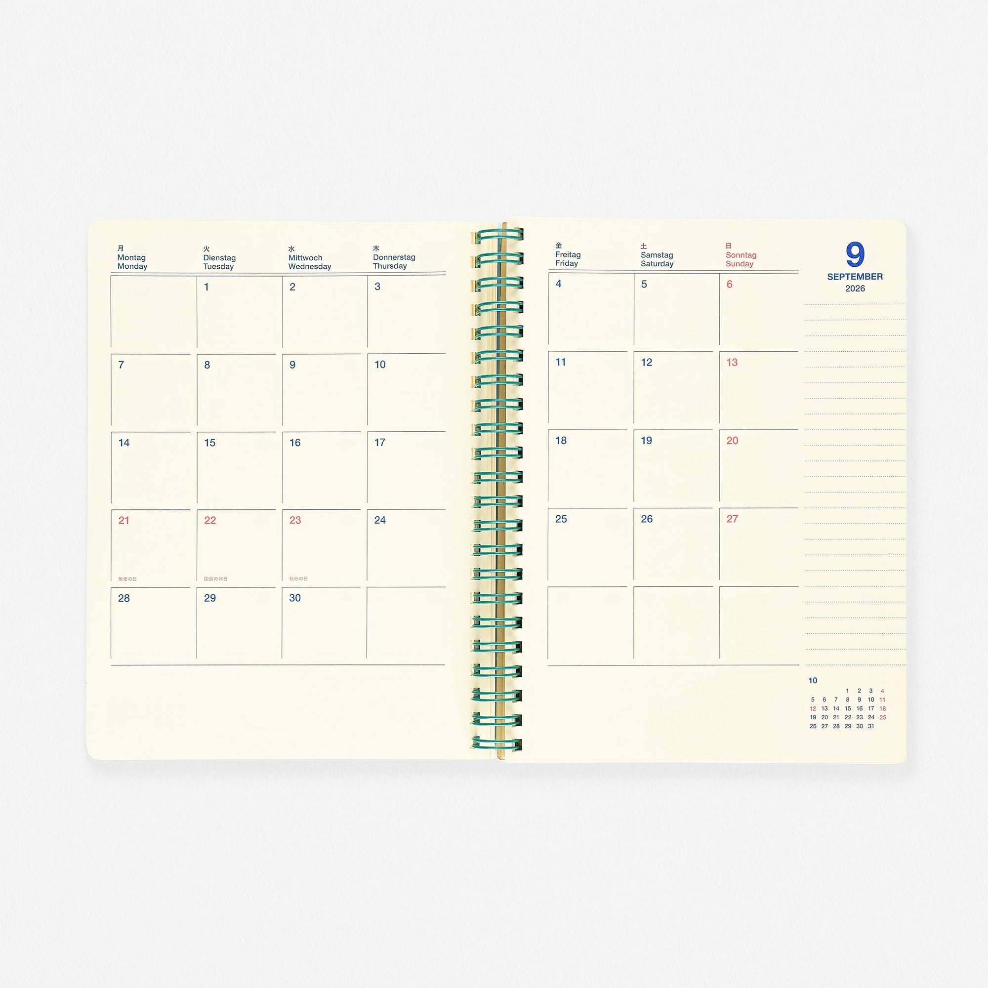 Rollbahn 2026  Clear Monthly Planner Green | Medium, A5 Or Slim