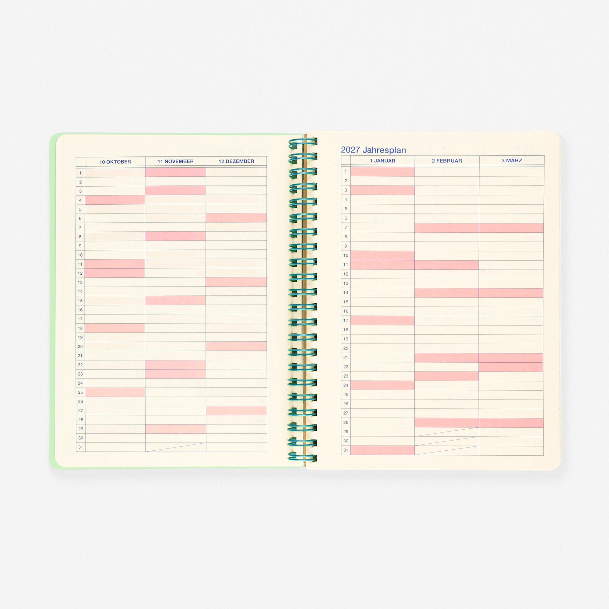 Rollbahn 2026  Clear Monthly Planner Green | Medium, A5 Or Slim
