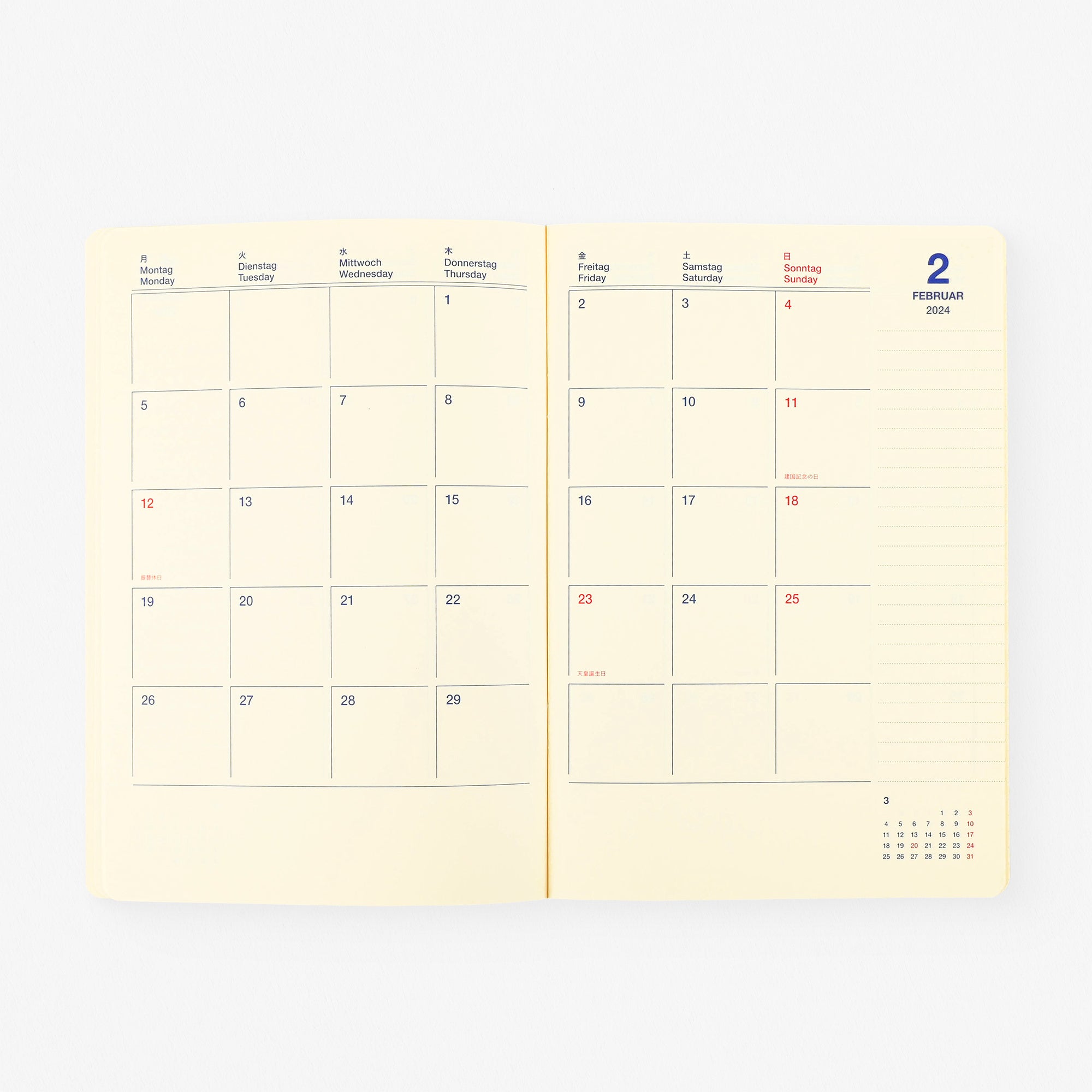 Delfonics Rollbahn 2024 Monthly Planner Note Clear A5 | Clear Pink, Clear Or Clear Blue