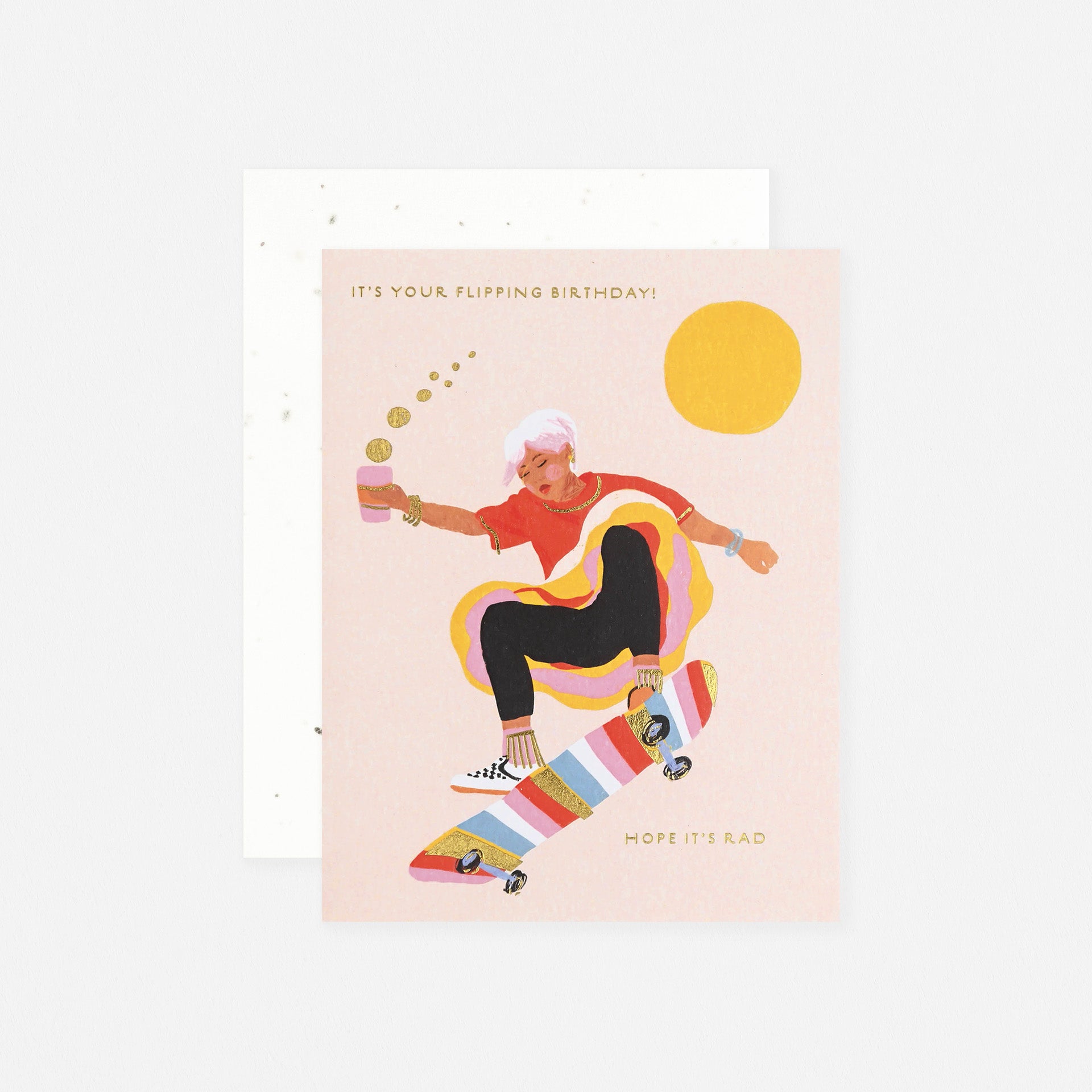 Seedlings Skateboard Girl Birthday Card With Plantable Envelope