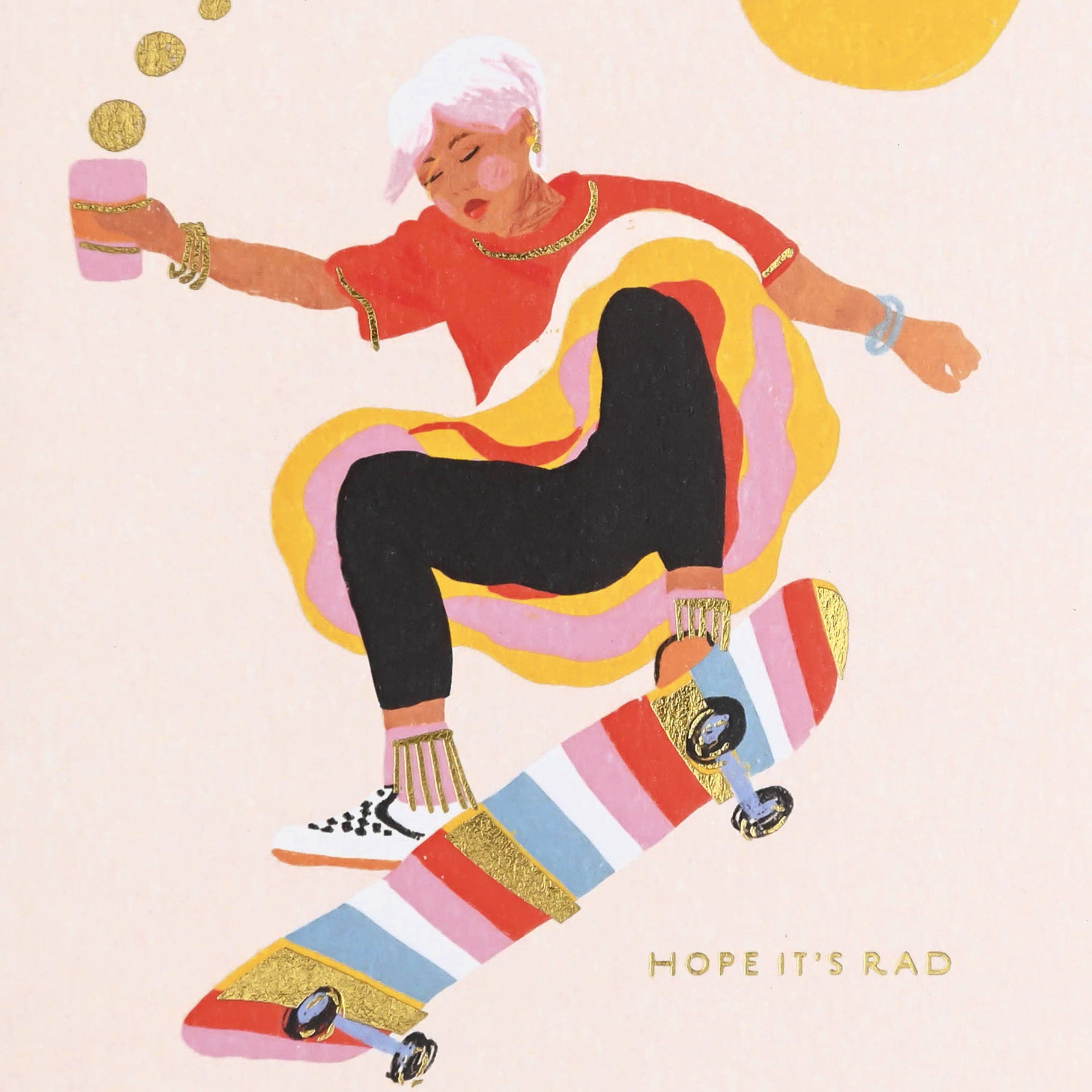 Seedlings Skateboard Girl Birthday Card With Plantable Envelope