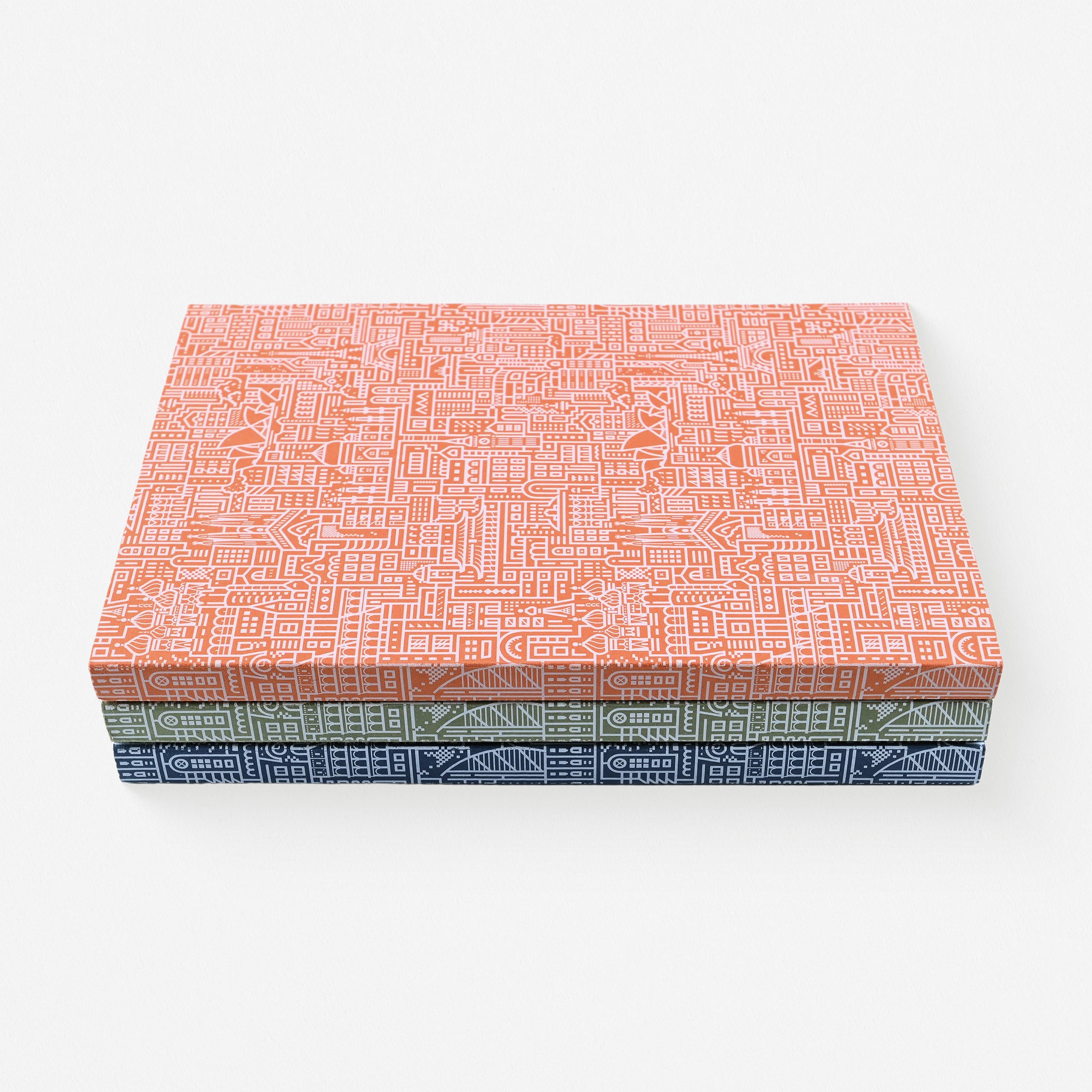 The City Works Hello World White Ink Notebook Blank | Blue, Green Or Rust