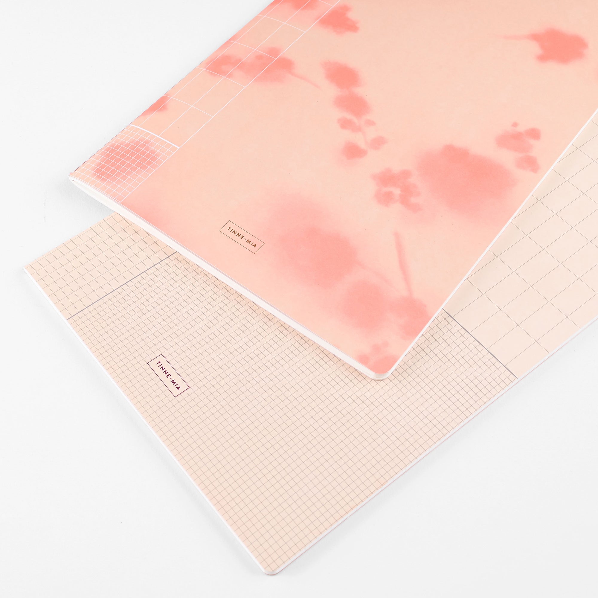Tinne + Mia Ginger Blossom + Rose Grid Set of Two Large Exercise Notebooks Lined