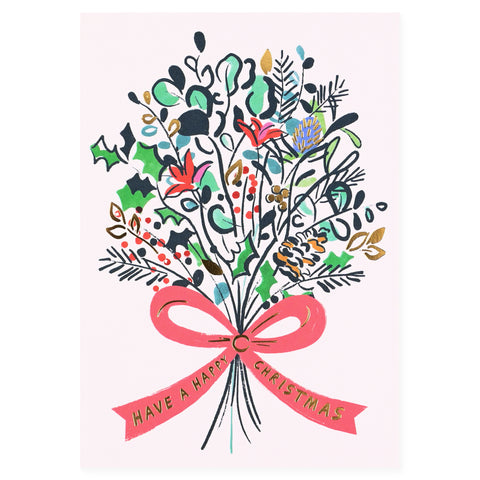Wrap Happy Christmas Bouquet Holiday Card 