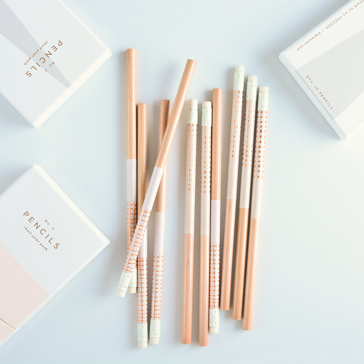 42 Pressed Blush Pink Box Pencil Set Of Ten