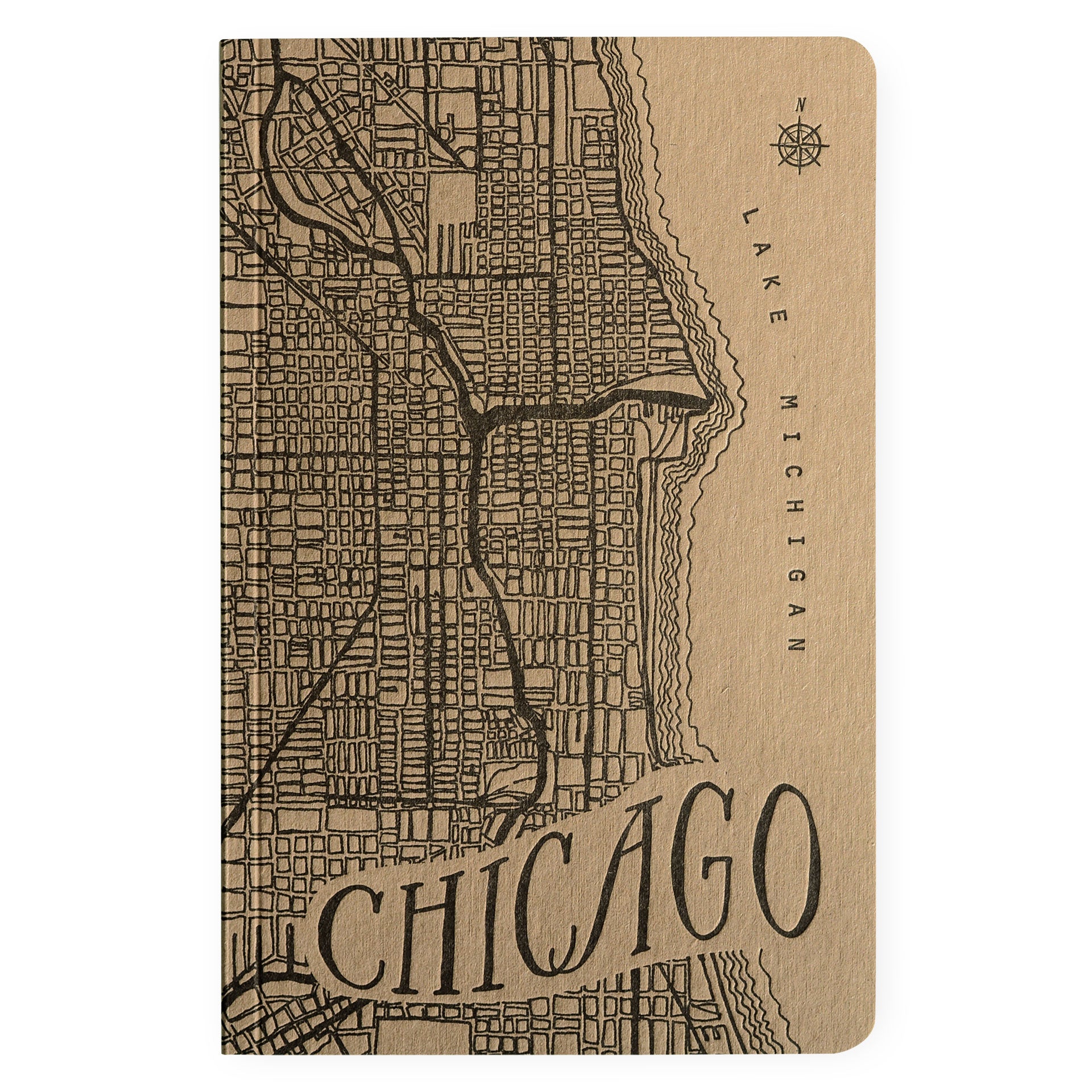 Blackbird Letterpress Chicago Map Letterpress Notebook | Kraft or Snocone Kraft