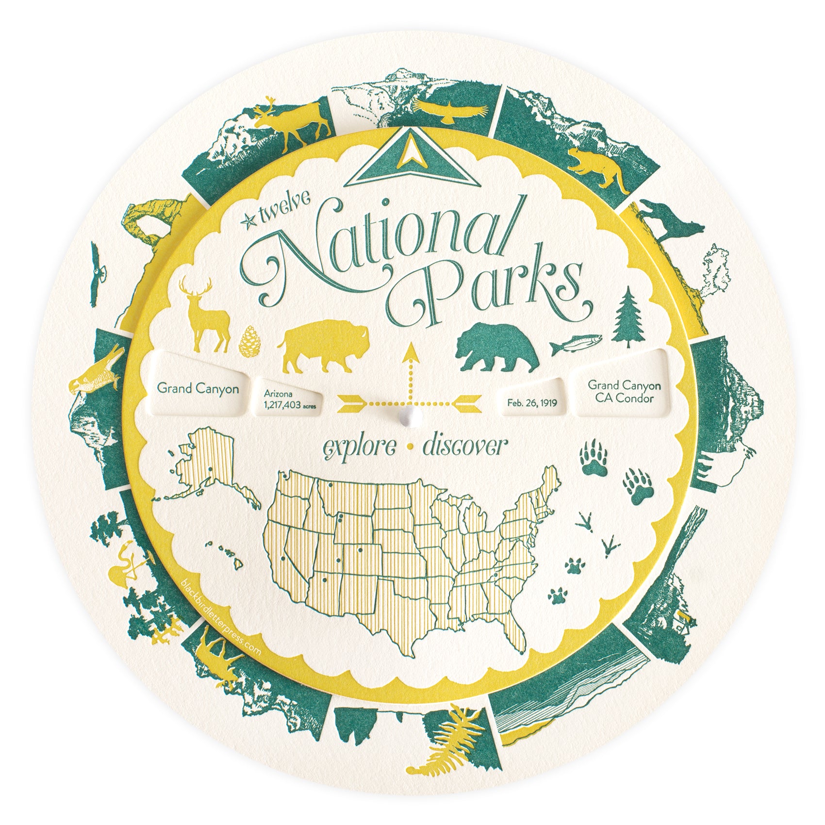 Blackbird Letterpress National Parks Spinner Card