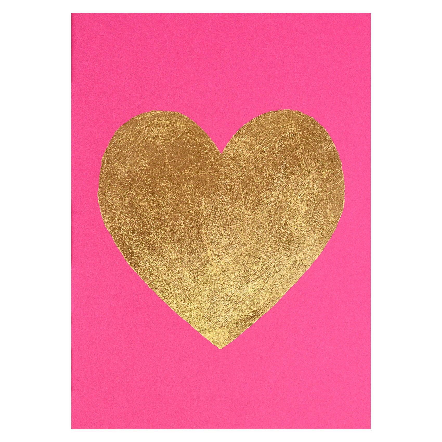 Catherine Greenup Heart Gold Leaf Greeting Card Fuchsia