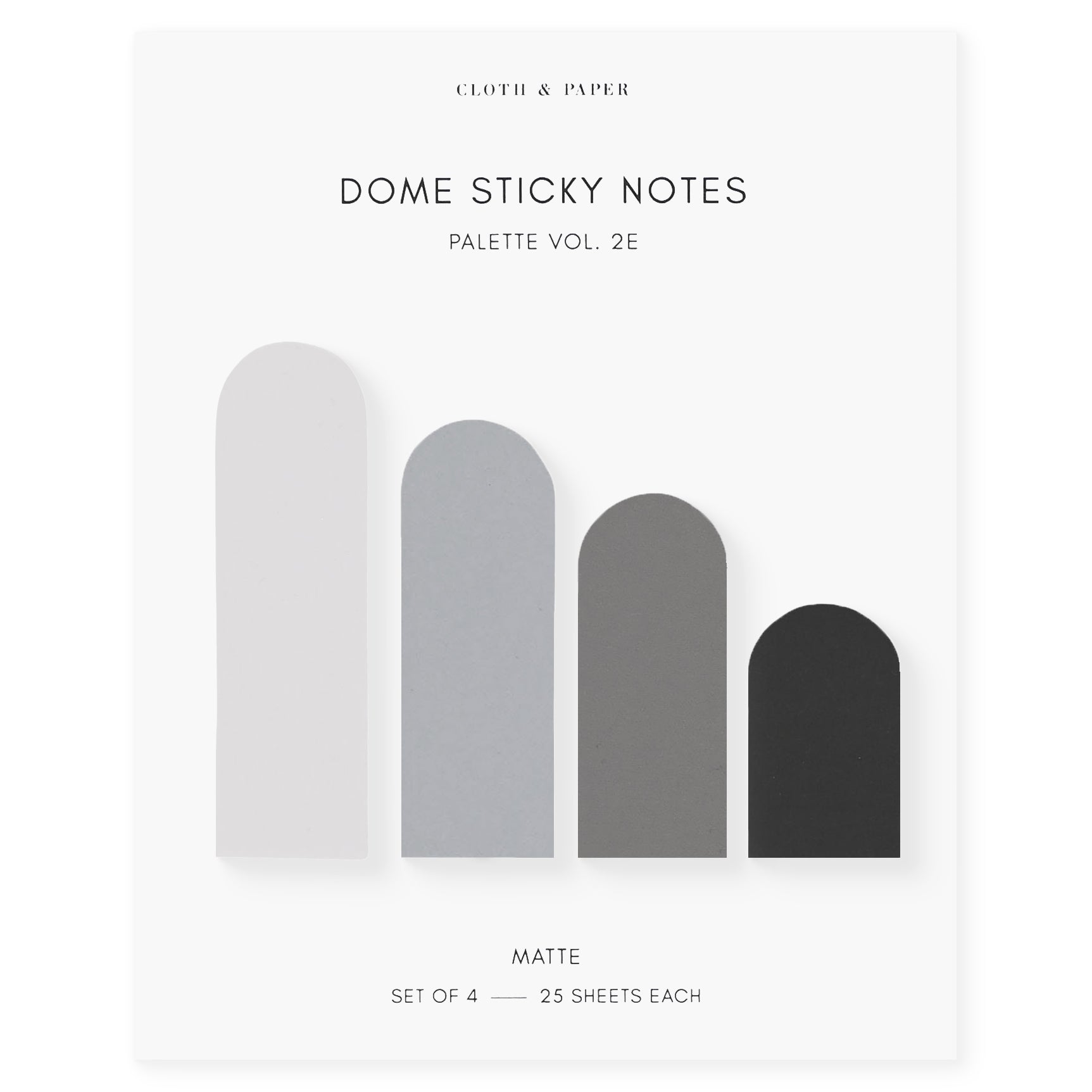 Cloth & Paper Dome Sticky Notes Palette Vol. 2E | Aspen, Fog, Graphite & Avant Garde