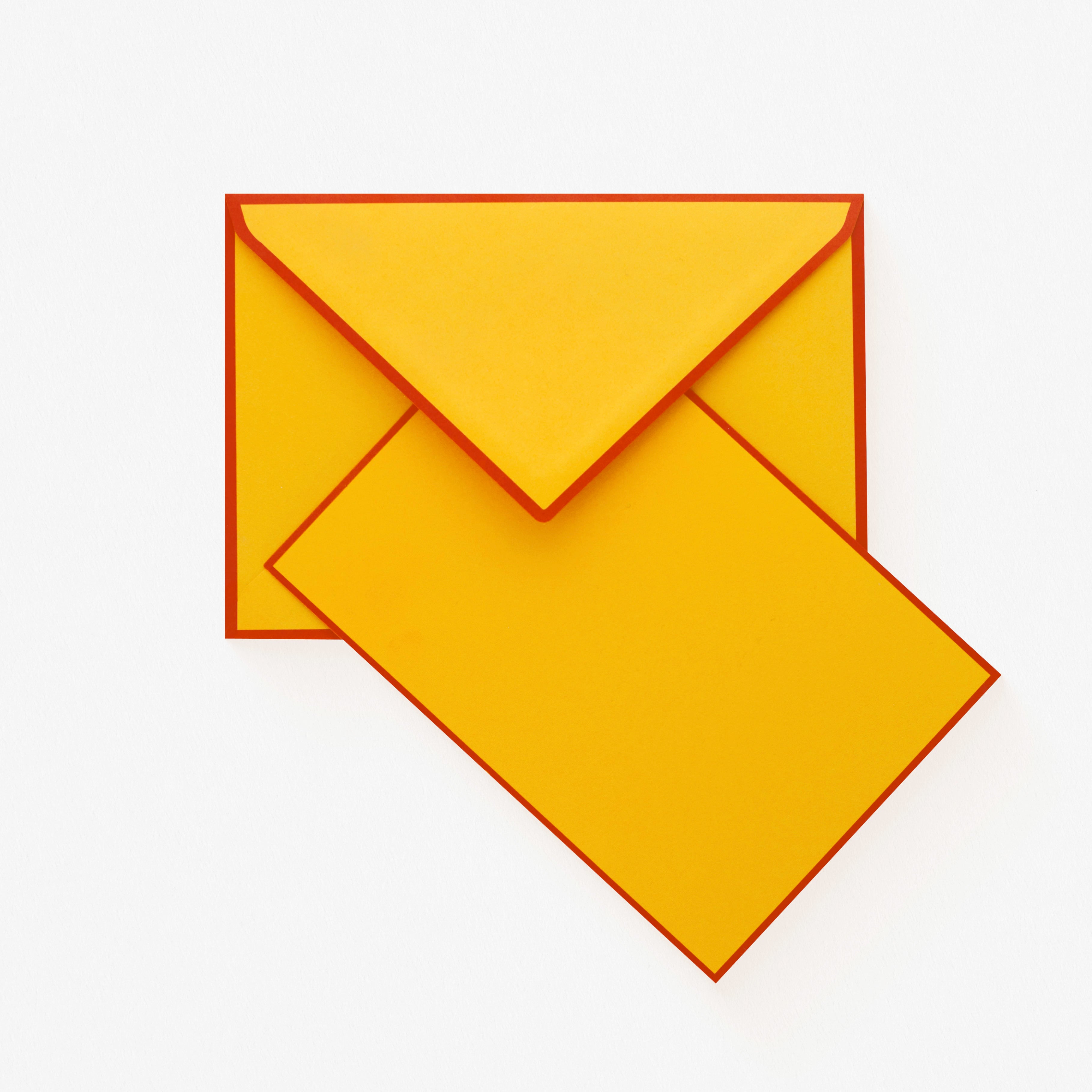 Crown Mill Color Edge Mango and Vermillion Flat Note Cards Boxed