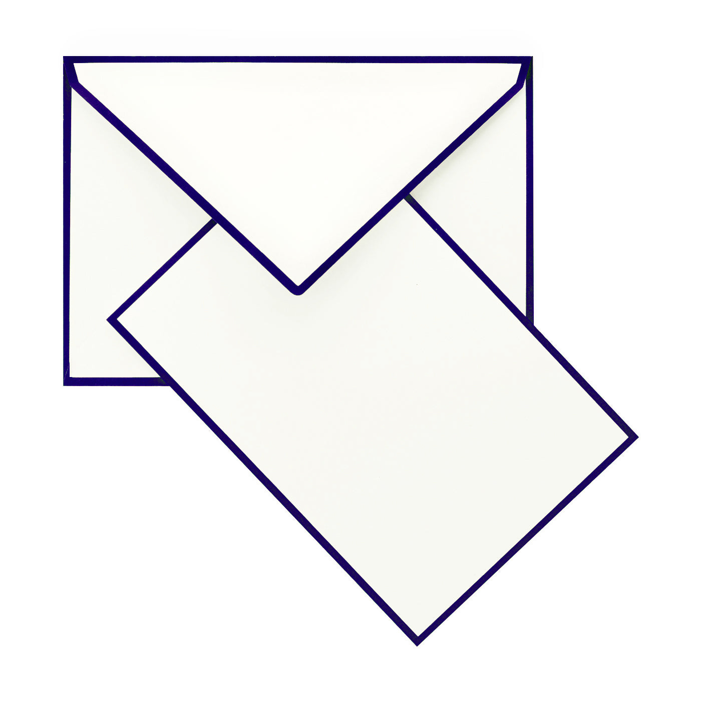 Crown Mill Color Edge Cream and Navy Blue Flat Note Cards Boxed