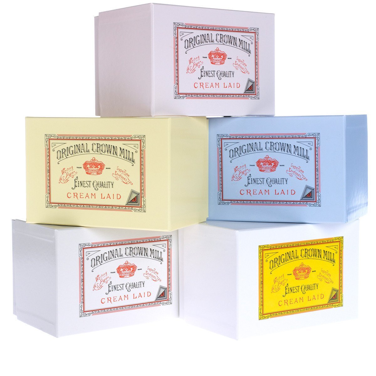 Crown Mill Classic Laid Note Card Presentation Box White