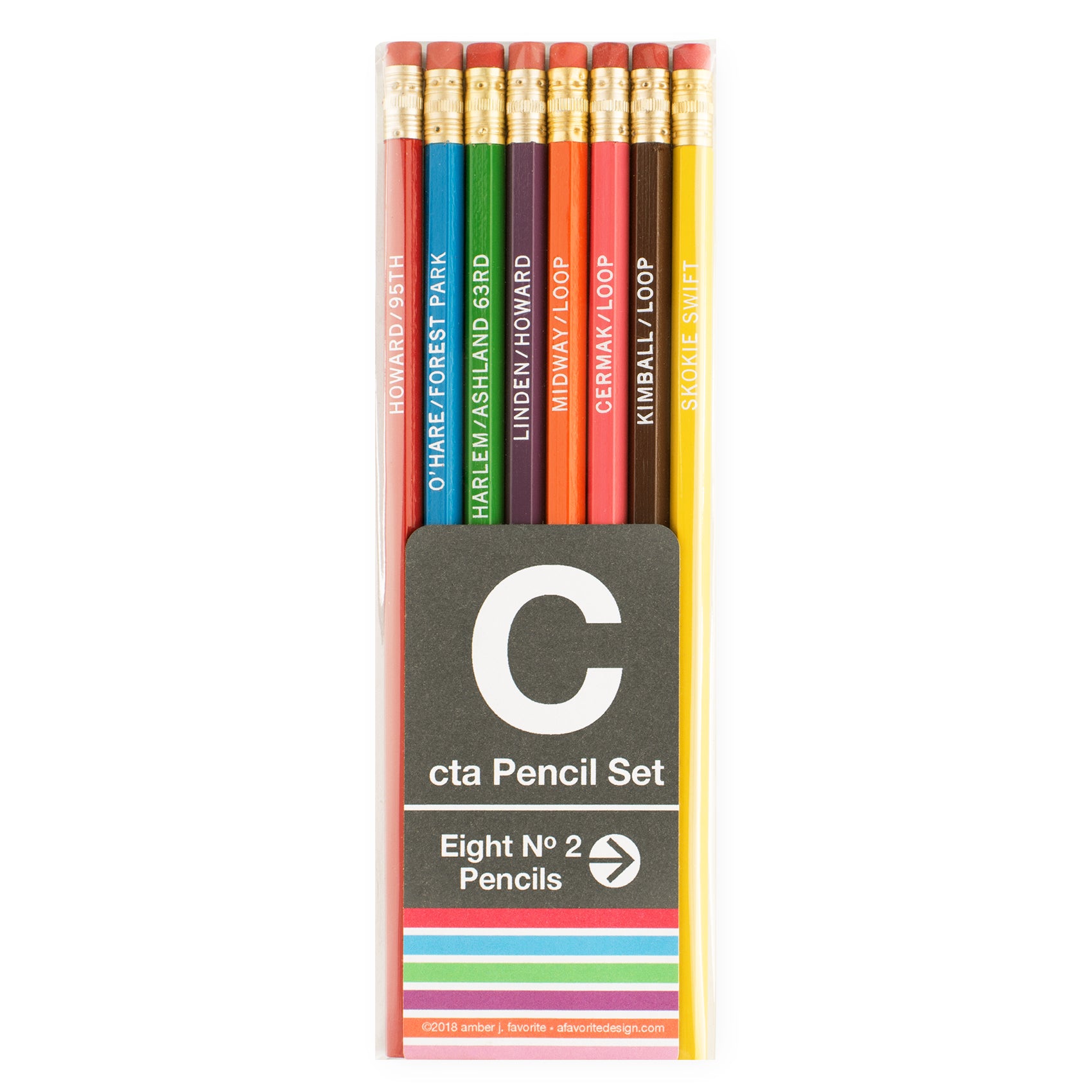 A. Favorite Chicago Transit Authority CTA No. 2 Pencils Set of 8
