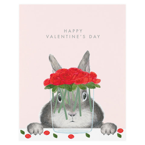 Dear Hancock Bunny with Roses Valentine's Day Single Card or Set of Six 