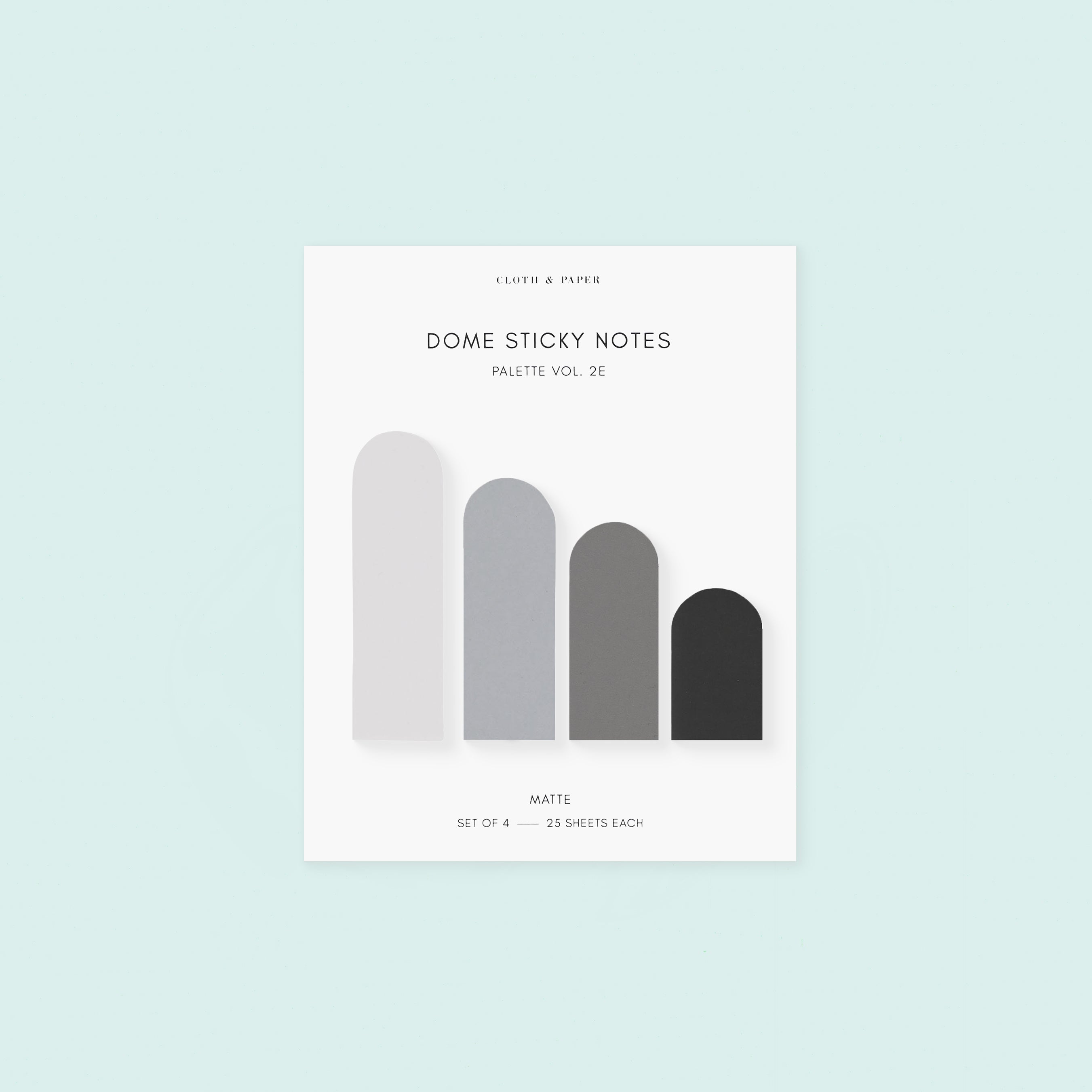 Cloth & Paper Dome Sticky Notes Palette Vol. 2E | Aspen, Fog, Graphite & Avant Garde