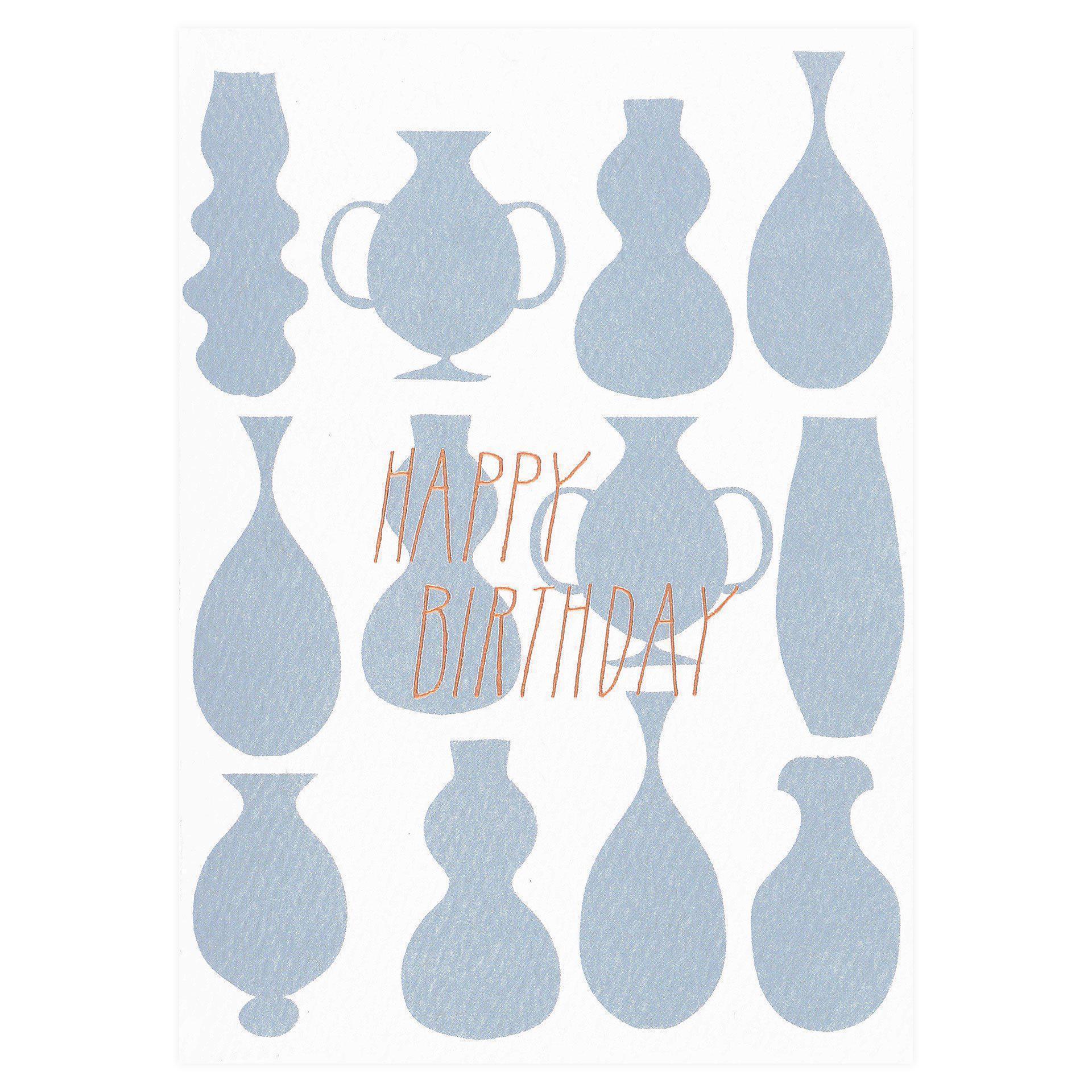Hartland Brooklyn Happy Birthday Vases With Copper Foil Greeting Card